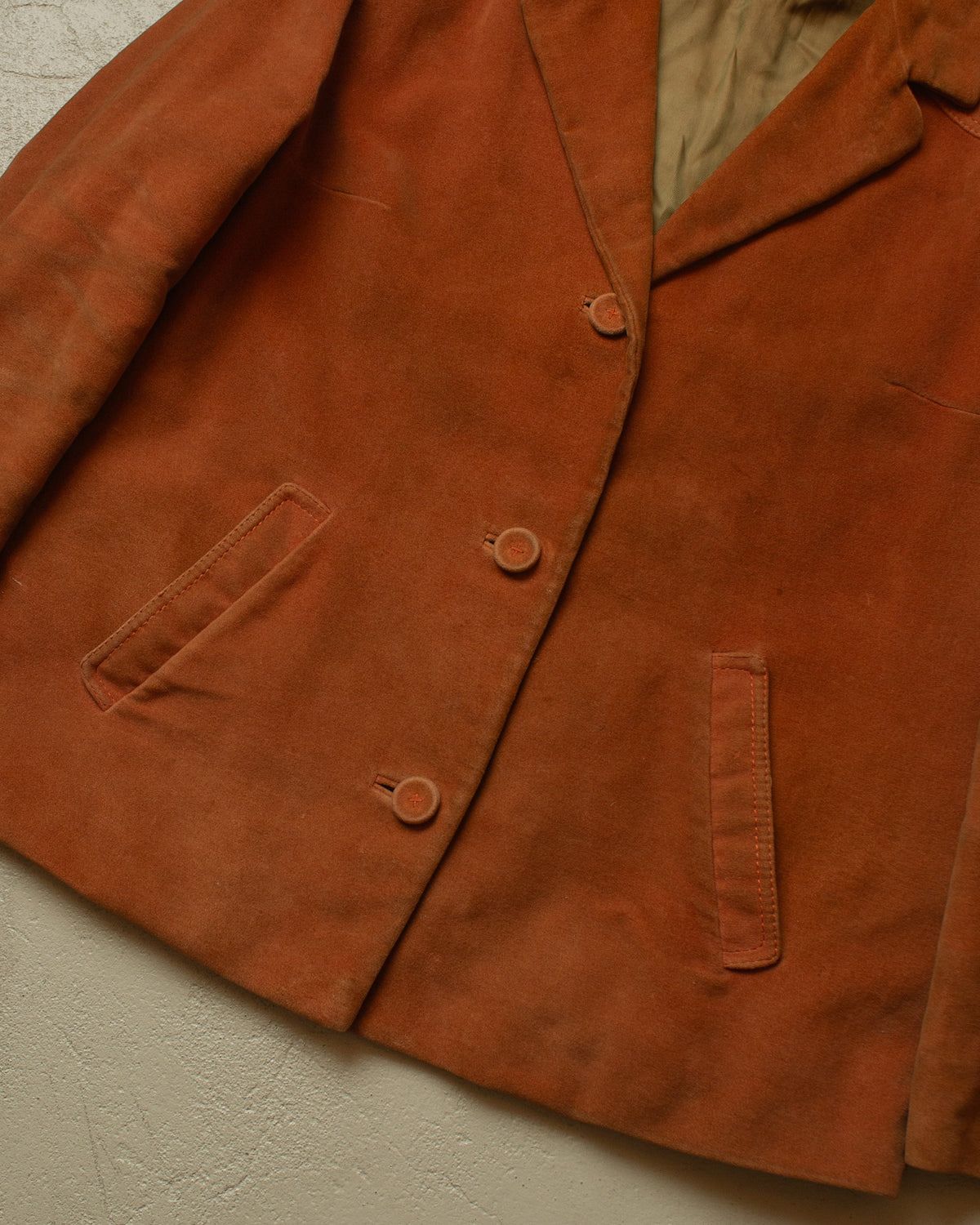 1950s German Womens Belted Velvet Jacket orange - XL