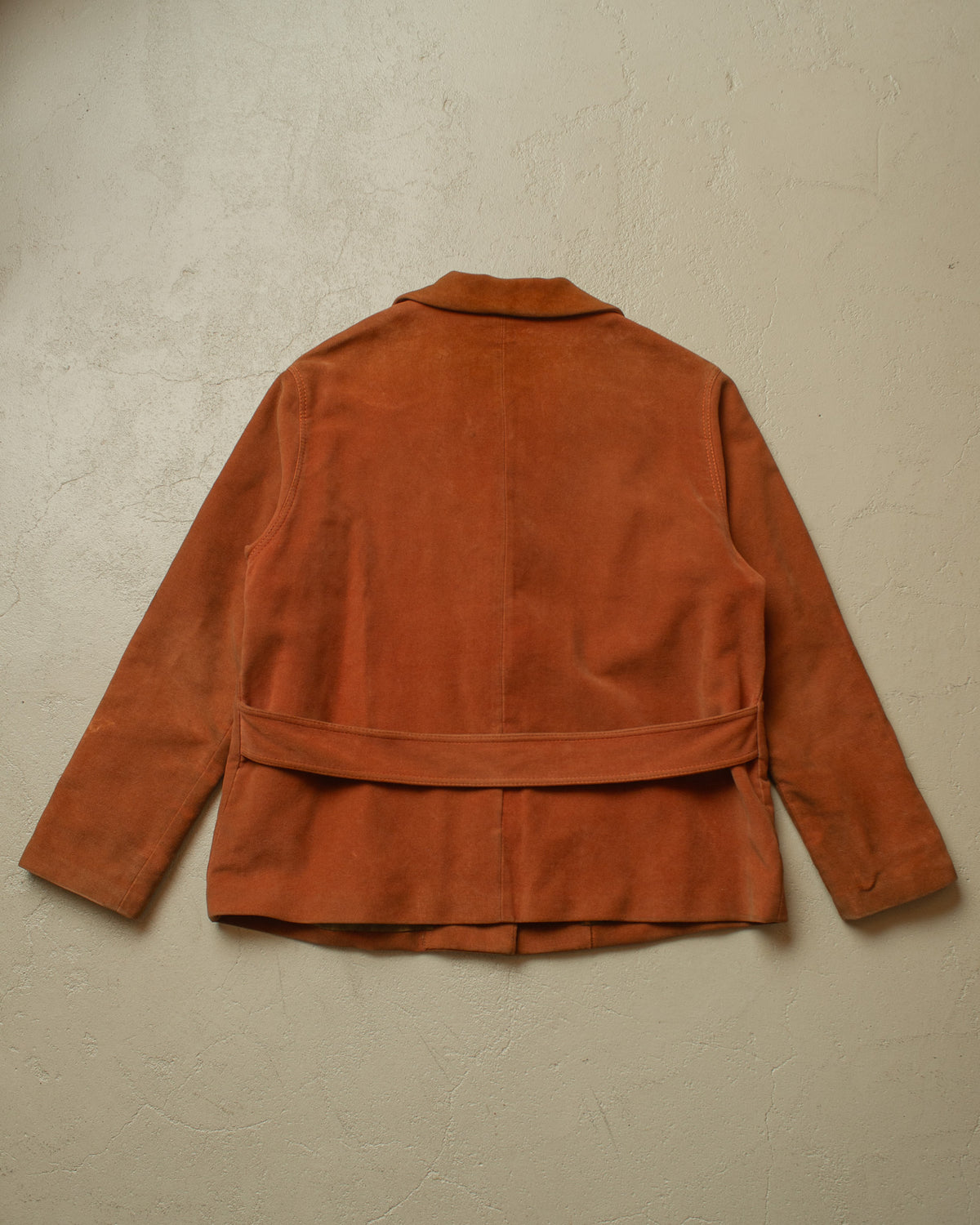 1950s German Womens Belted Velvet Jacket orange - XL