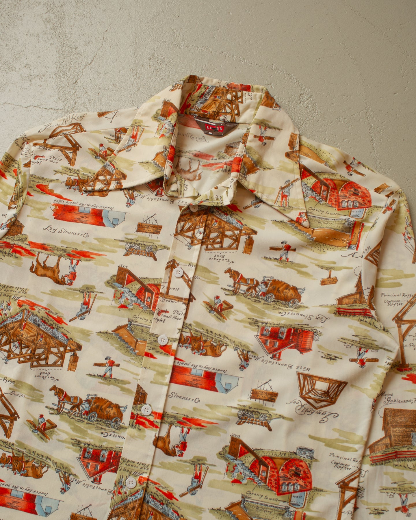 1970s Levi´s All Over Print Shirt beige - M/L