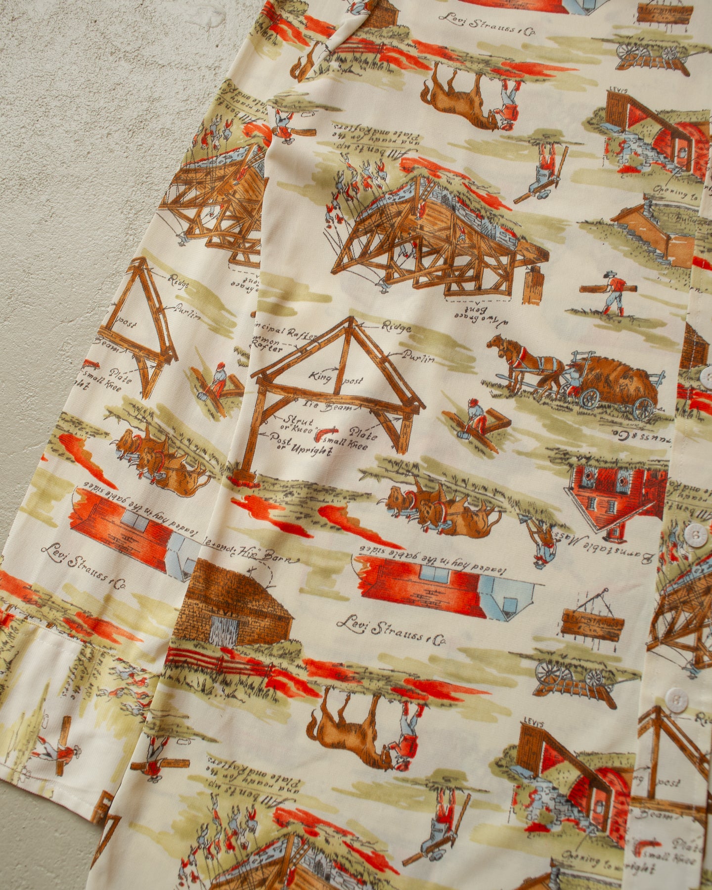 1970s Levi´s All Over Print Shirt beige - M/L