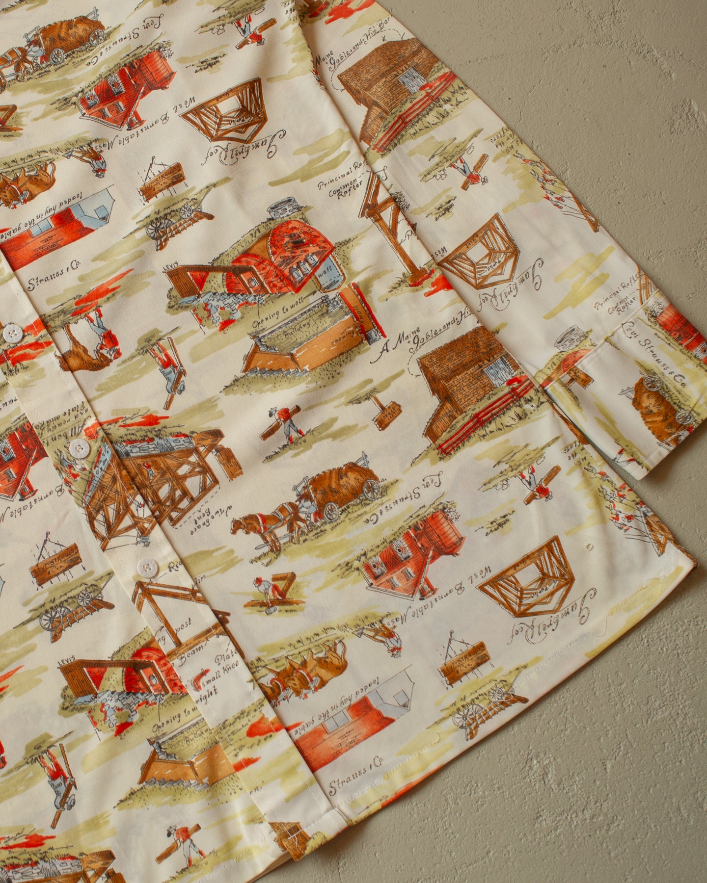 1970s Levi´s All Over Print Shirt beige - M/L