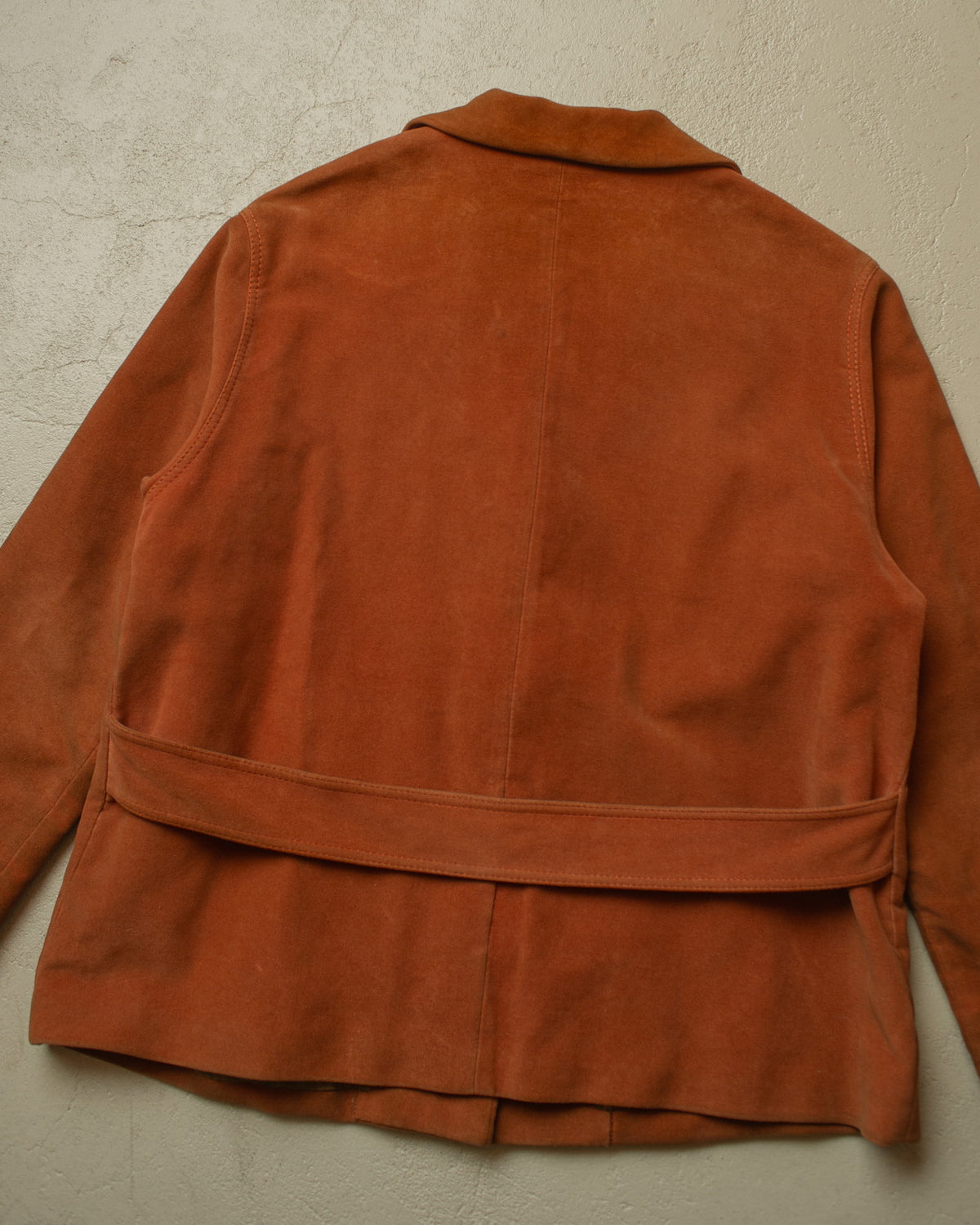 1950s German Womens Belted Velvet Jacket orange - XL