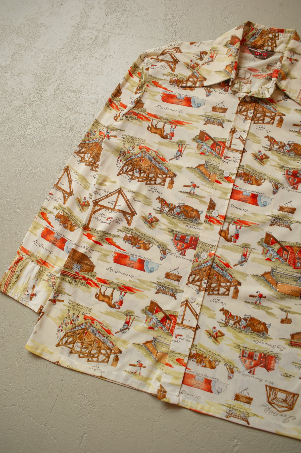 1970s Levi´s All Over Print Shirt beige - M/L