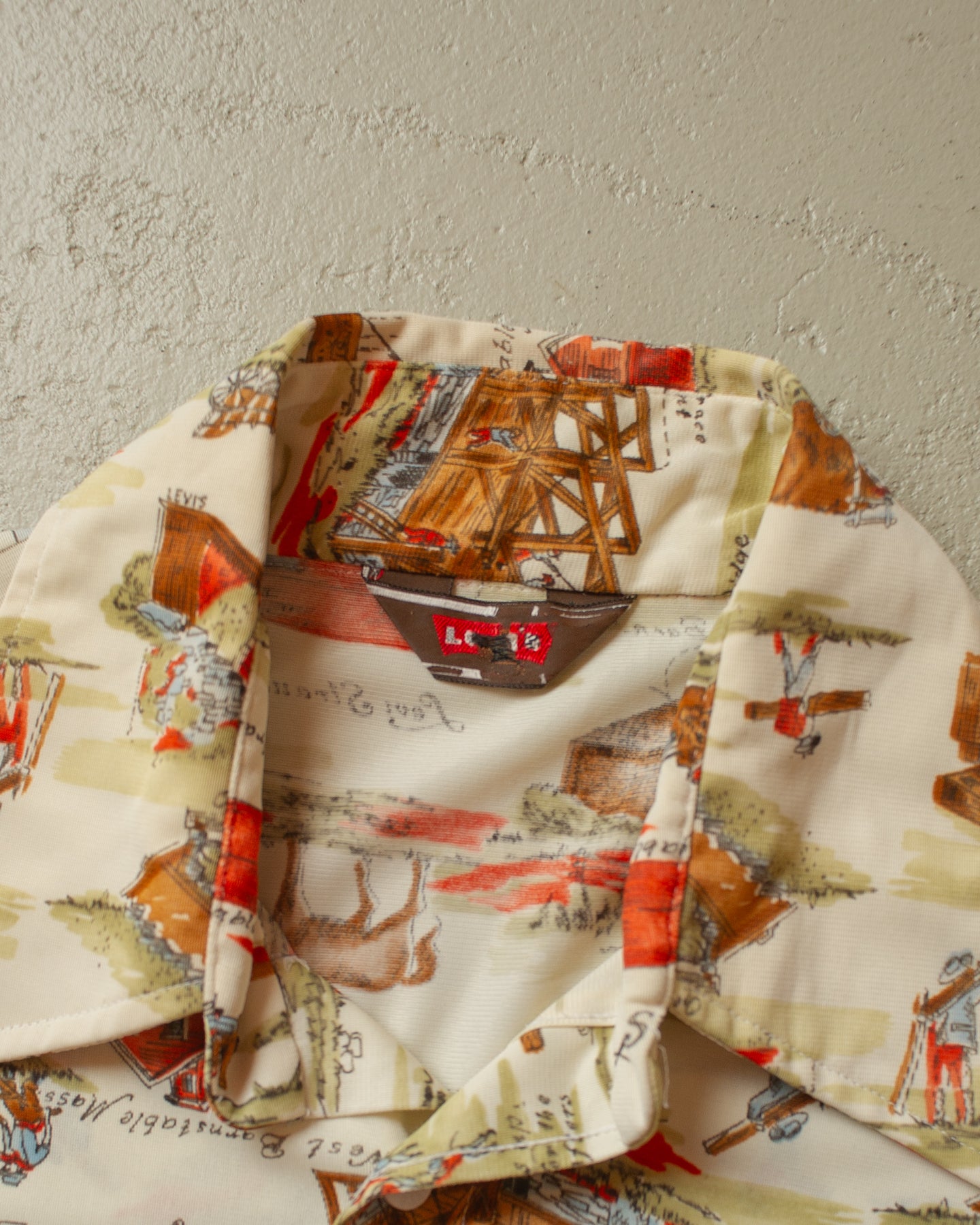1970s Levi´s All Over Print Shirt beige - M/L