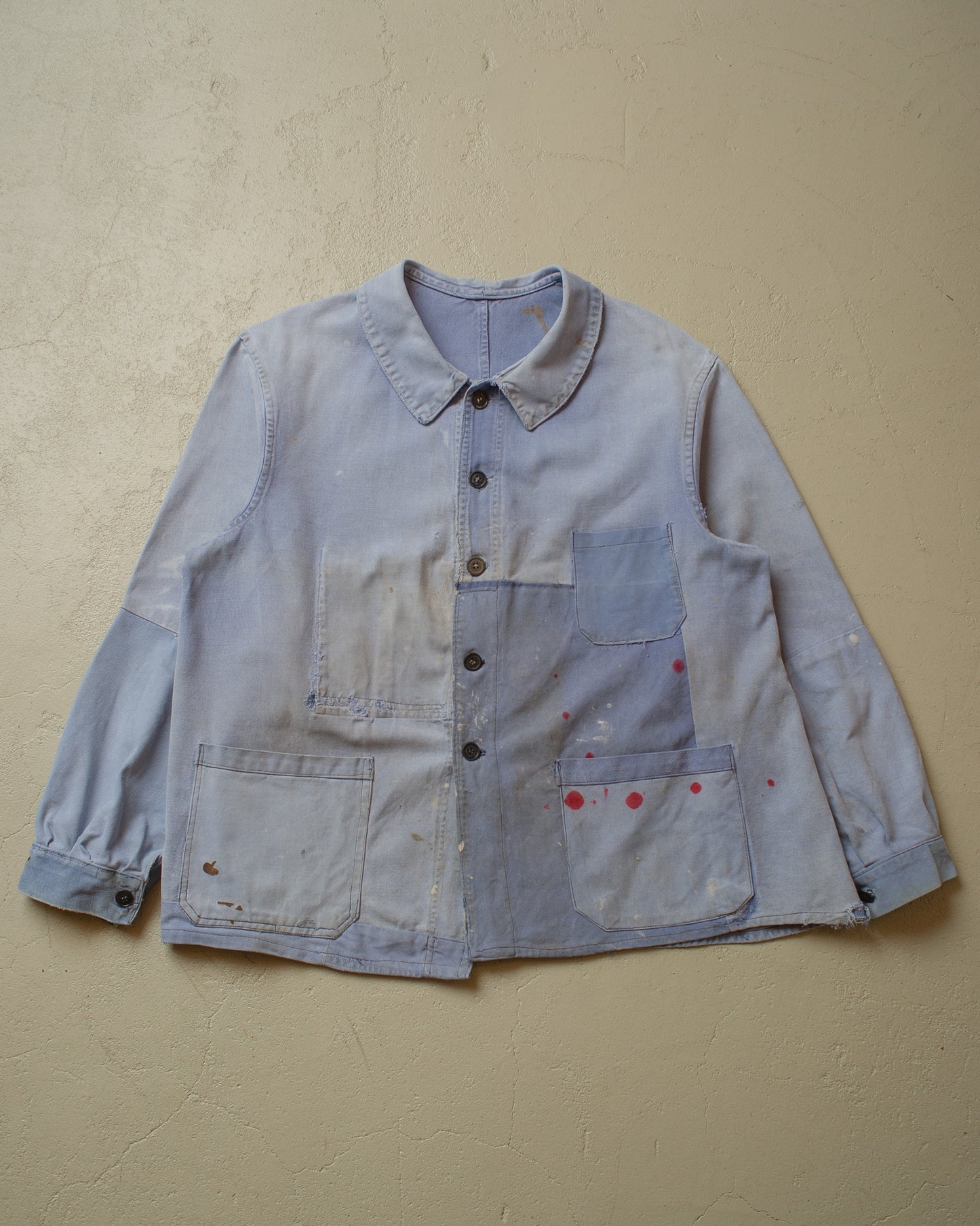 1950s repaired Mont St. Michel French Workwear Jacket blue - XL/XXL