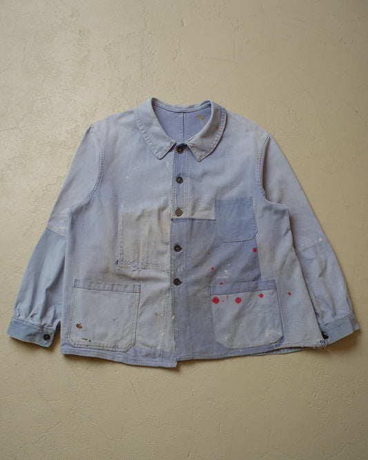 1950s repaired Mont St. Michel French Workwear Jacket blue - XL/XXL