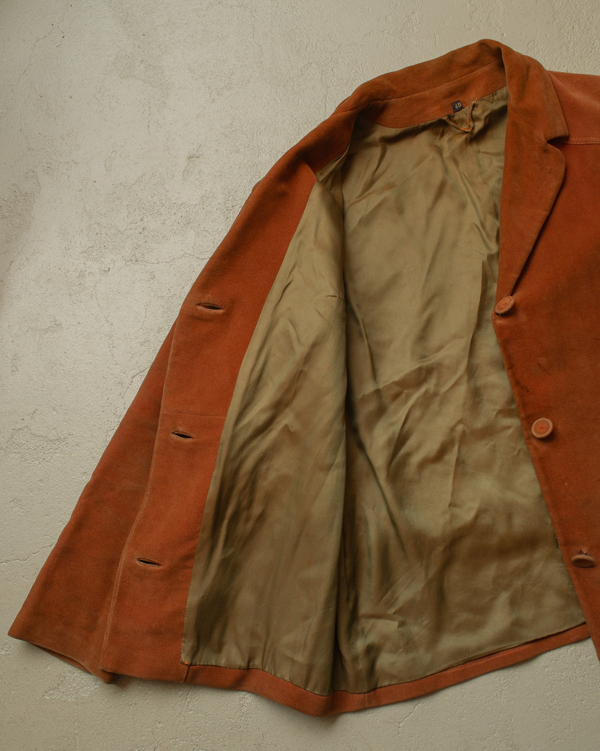 1950s German Womens Belted Velvet Jacket orange - XL