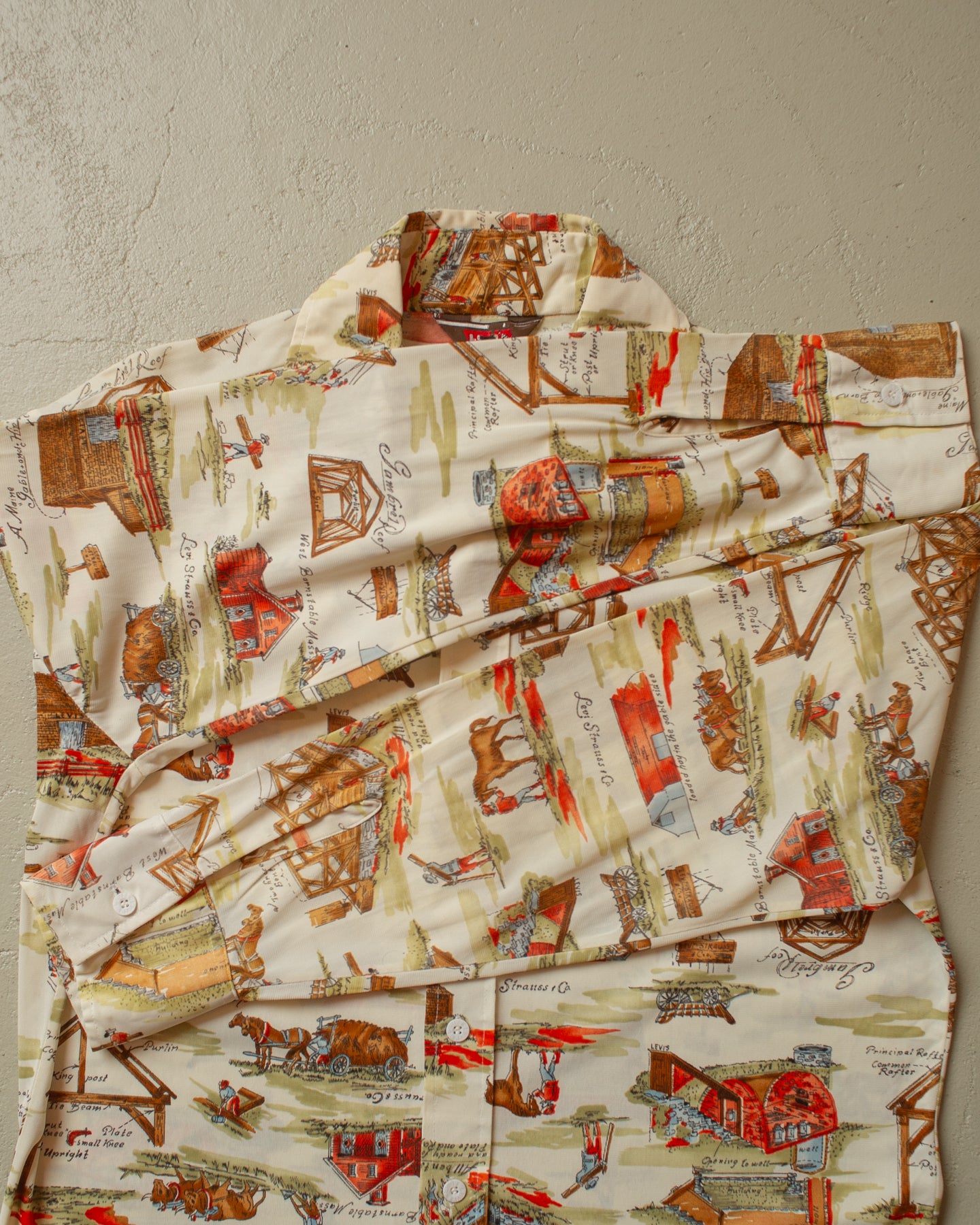 1970s Levi´s All Over Print Shirt beige - M/L