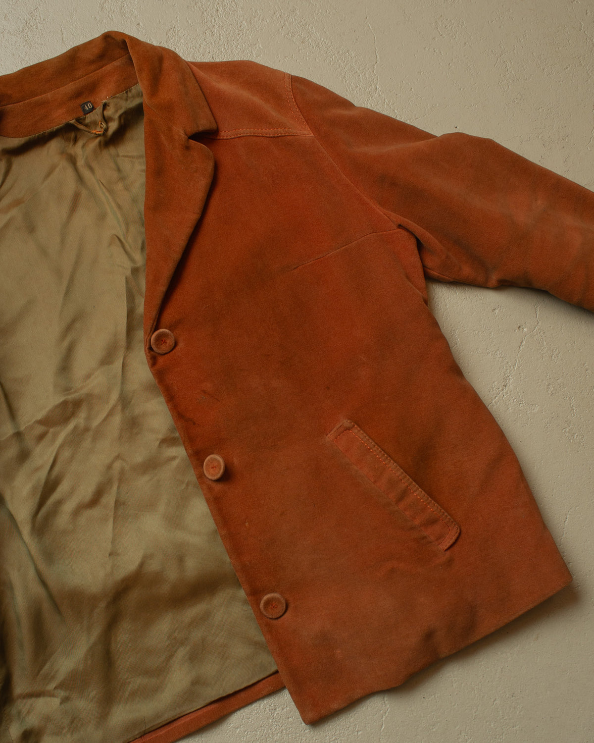 1950s German Womens Belted Velvet Jacket orange - XL