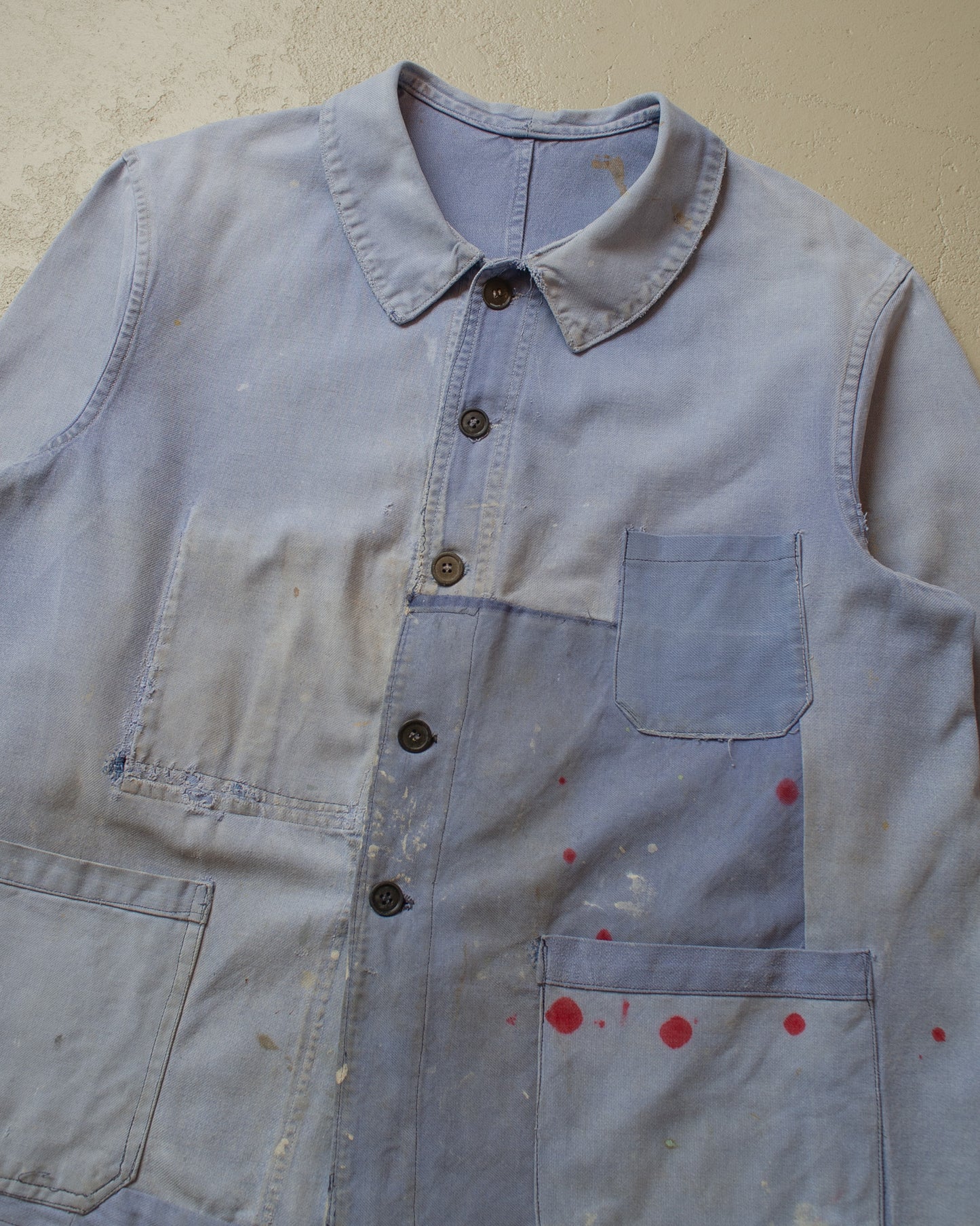 1950s repaired Mont St. Michel French Workwear Jacket blue - XL/XXL