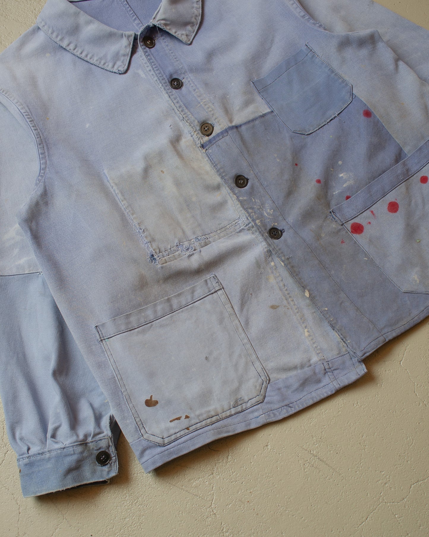1950s repaired Mont St. Michel French Workwear Jacket blue - XL/XXL