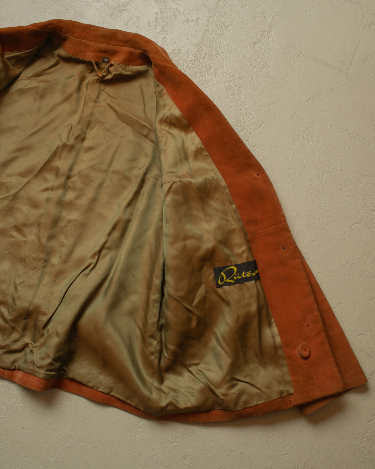 1950s German Womens Belted Velvet Jacket orange - XL