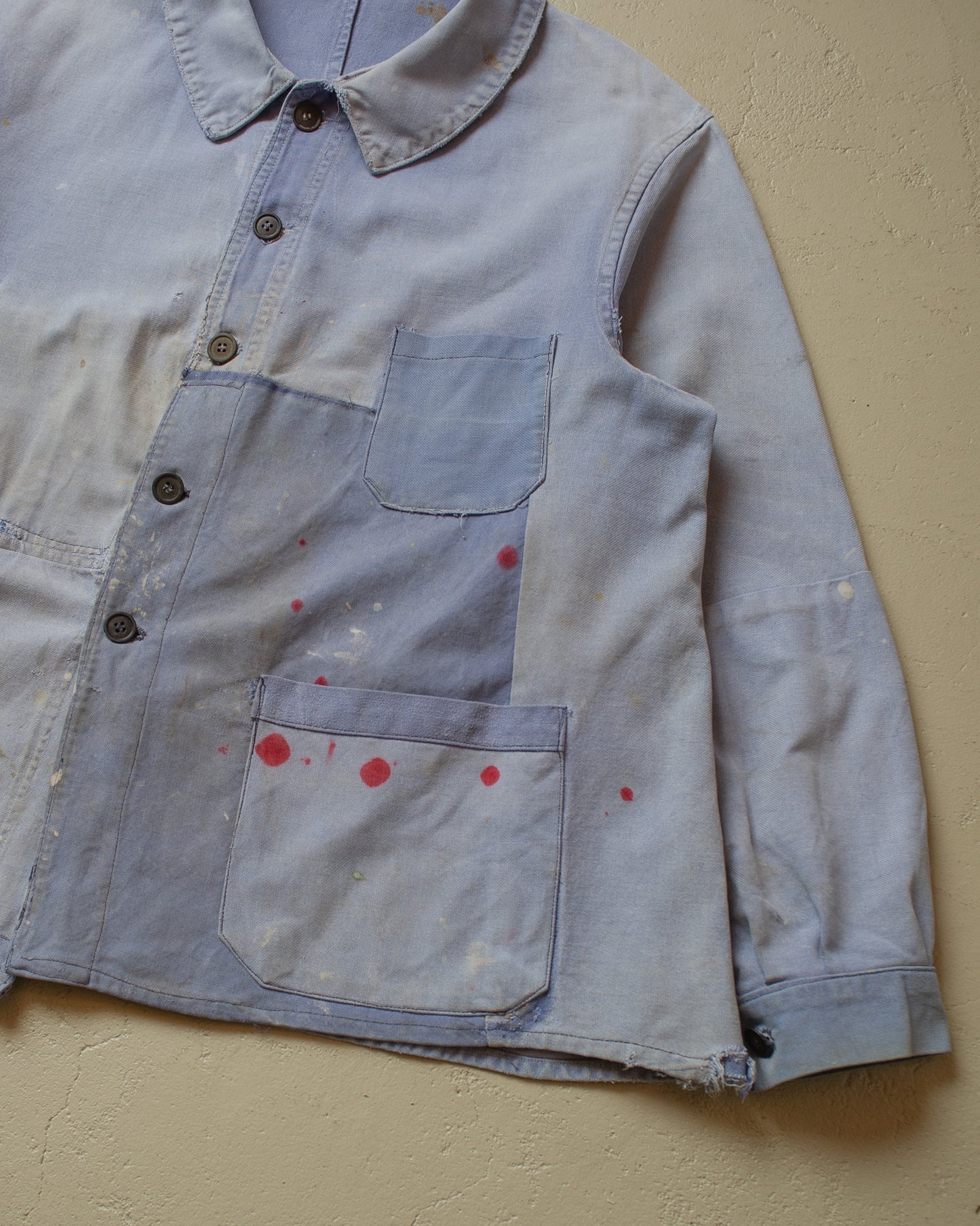 1950s repaired Mont St. Michel French Workwear Jacket blue - XL/XXL