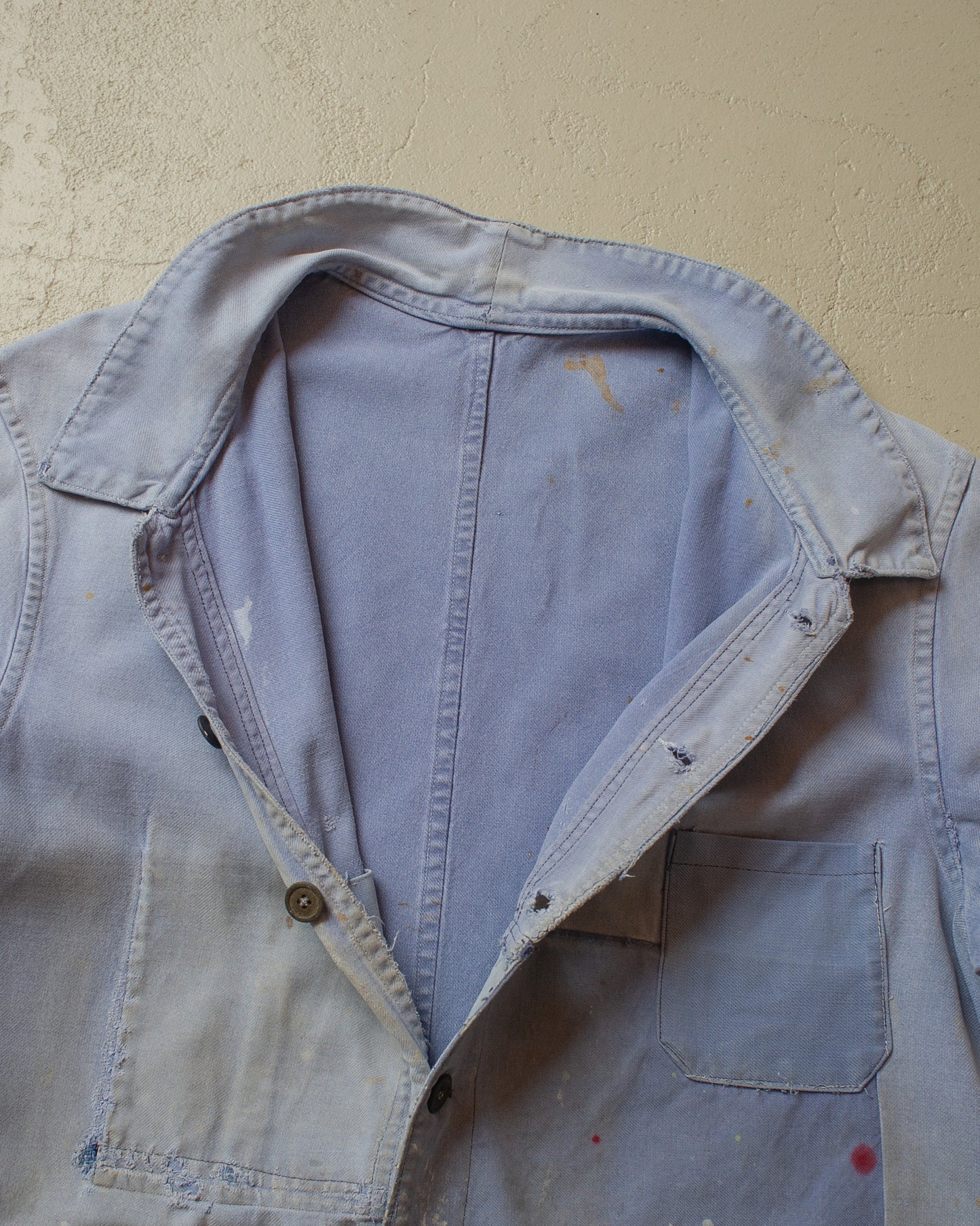 1950s repaired Mont St. Michel French Workwear Jacket blue - XL/XXL