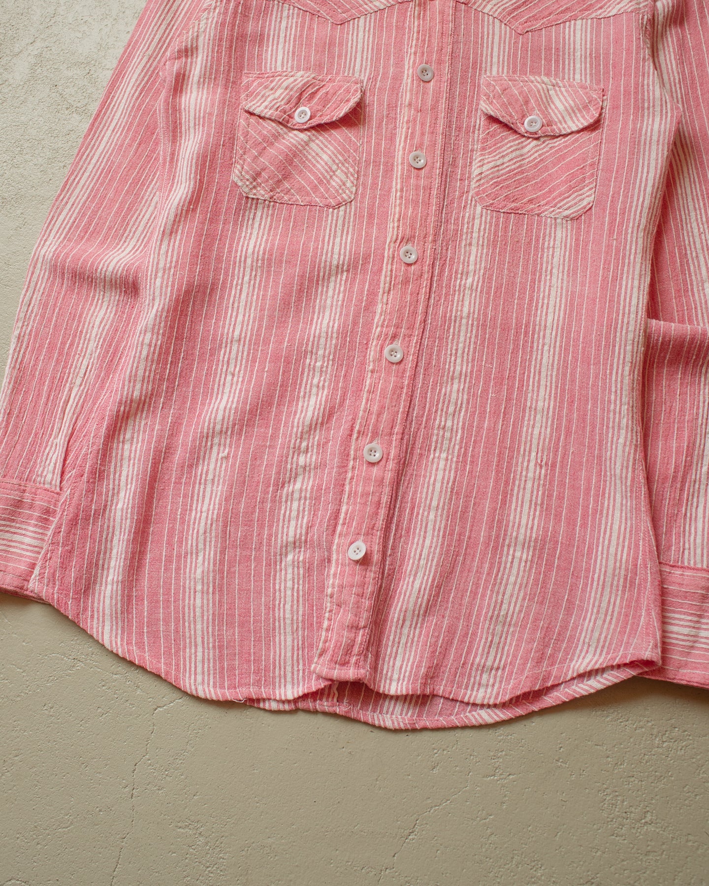1970s vertical striped Cotton Shirt pink - S