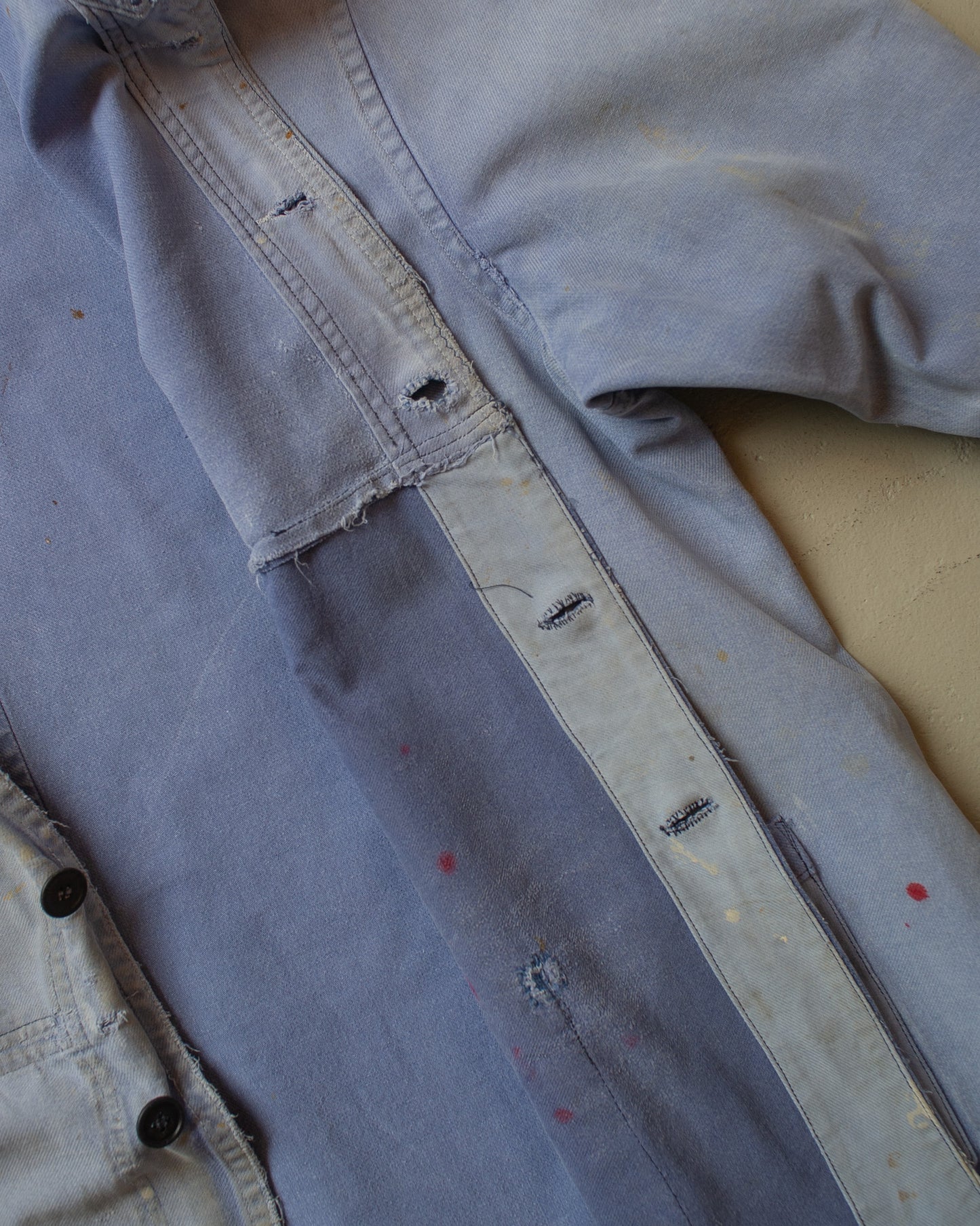 1950s repaired Mont St. Michel French Workwear Jacket blue - XL/XXL