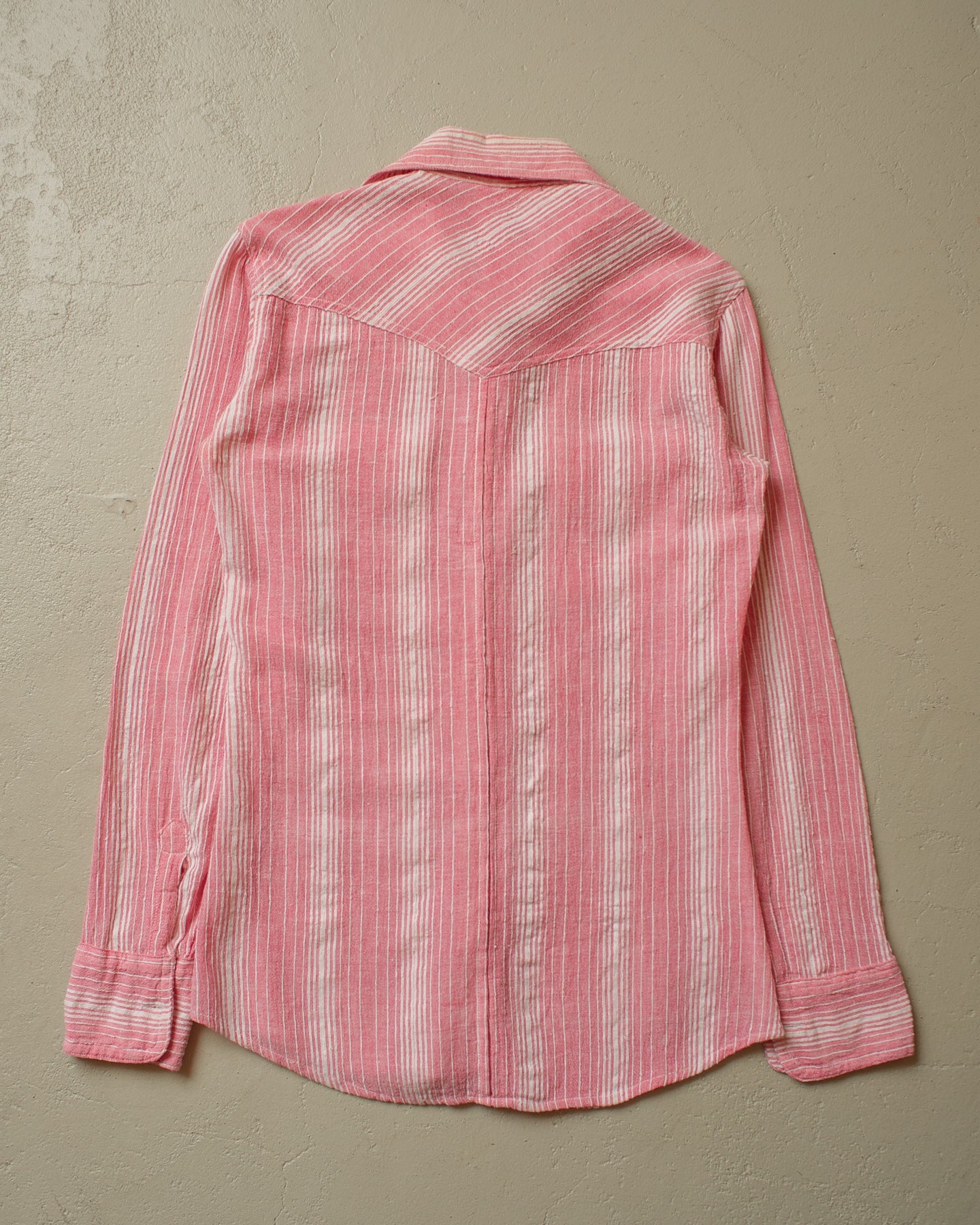 1970s vertical striped Cotton Shirt pink - S