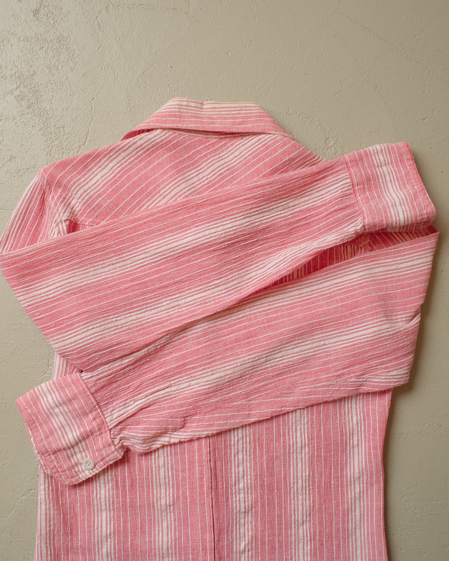 1970s vertical striped Cotton Shirt pink - S