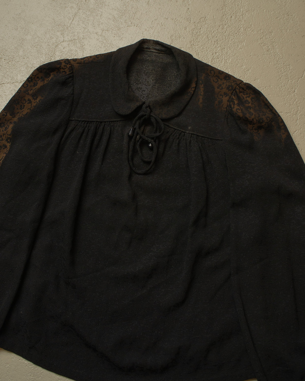1930s/40s German Womens Faded Flower Blouse black - S