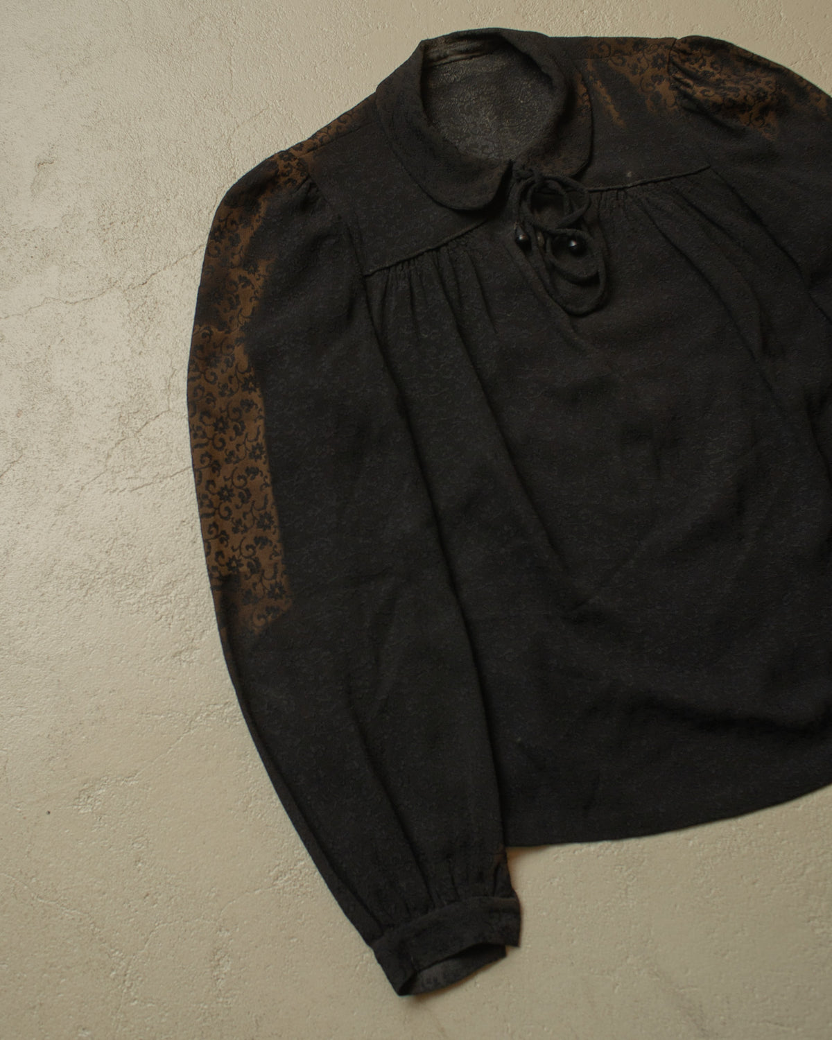 1930s/40s German Womens Faded Flower Blouse black - S