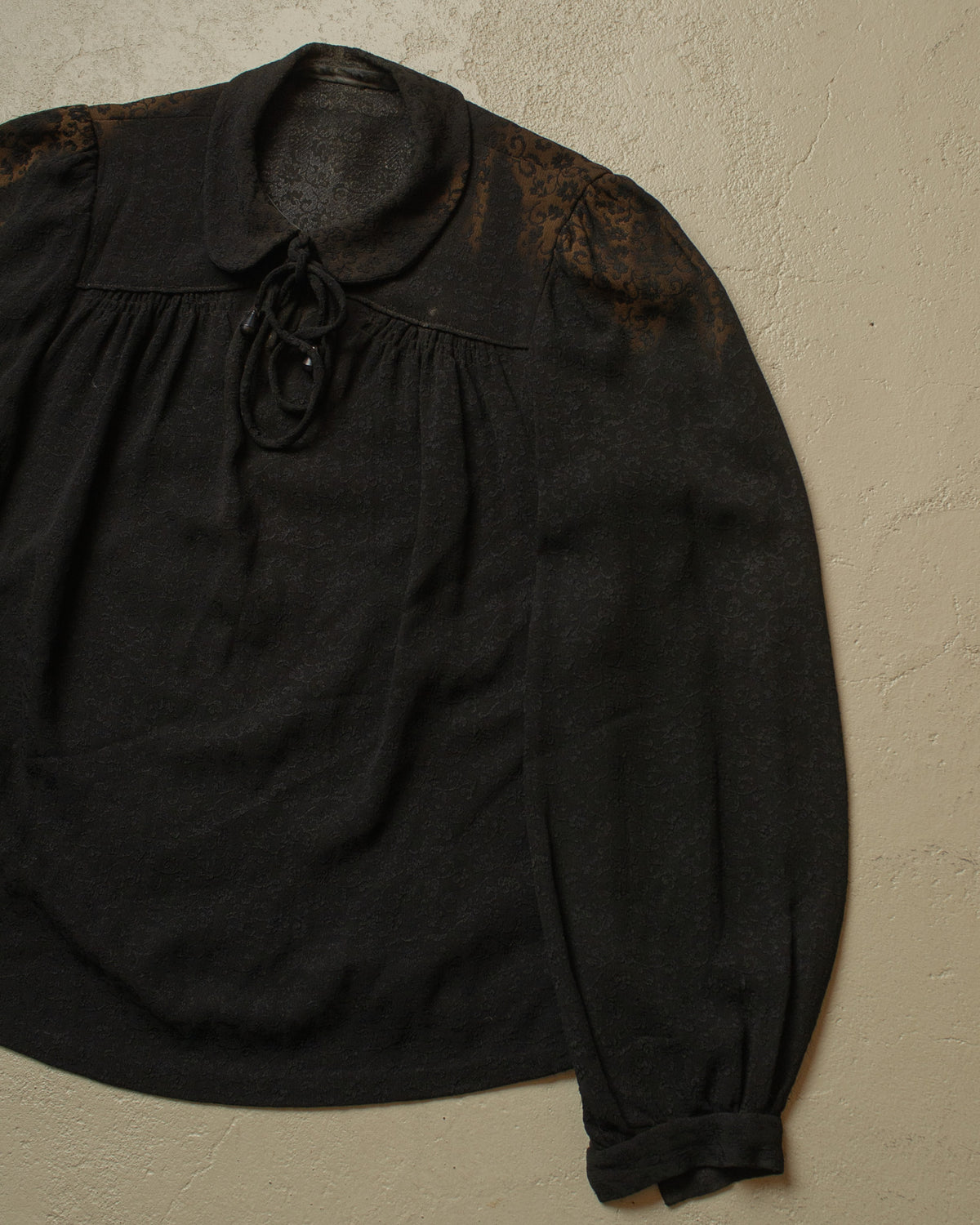1930s/40s German Womens Faded Flower Blouse black - S