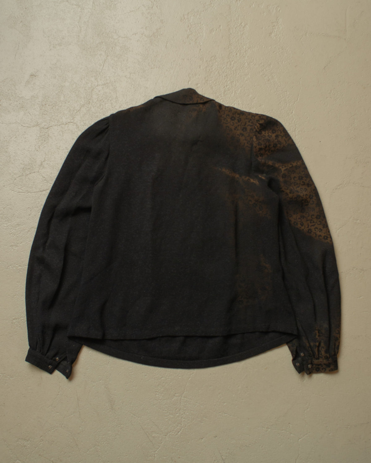 1930s/40s German Womens Faded Flower Blouse black - S