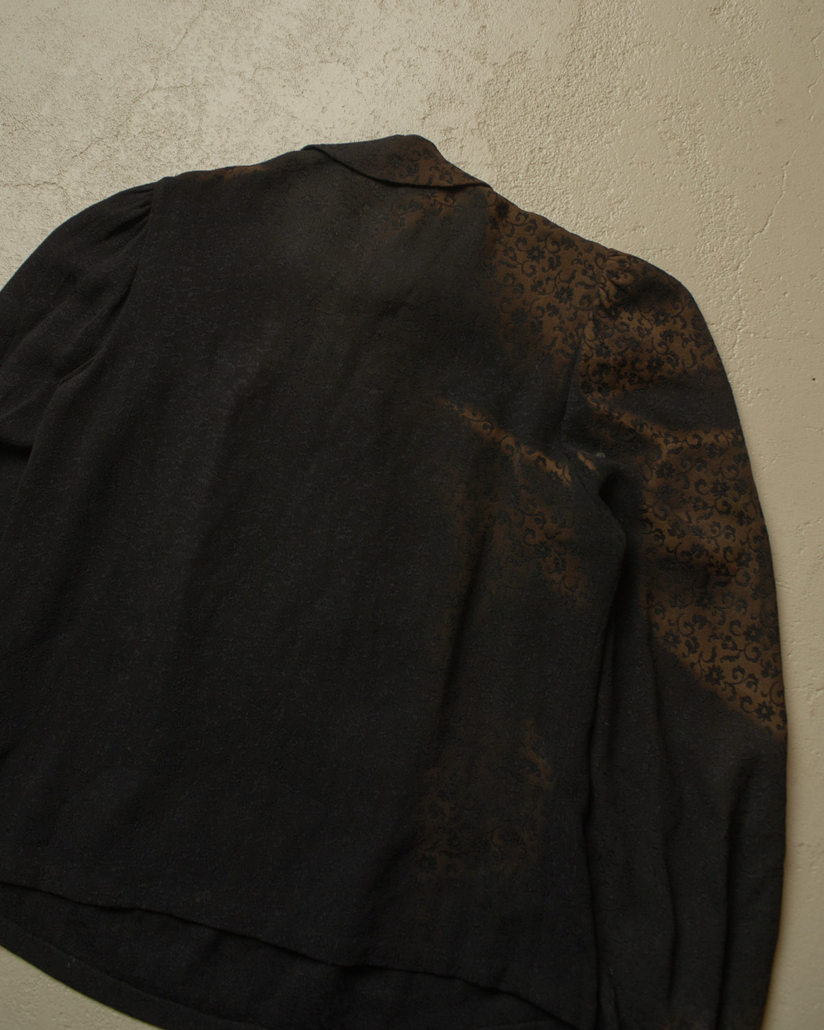 1930s/40s German Womens Faded Flower Blouse black - S