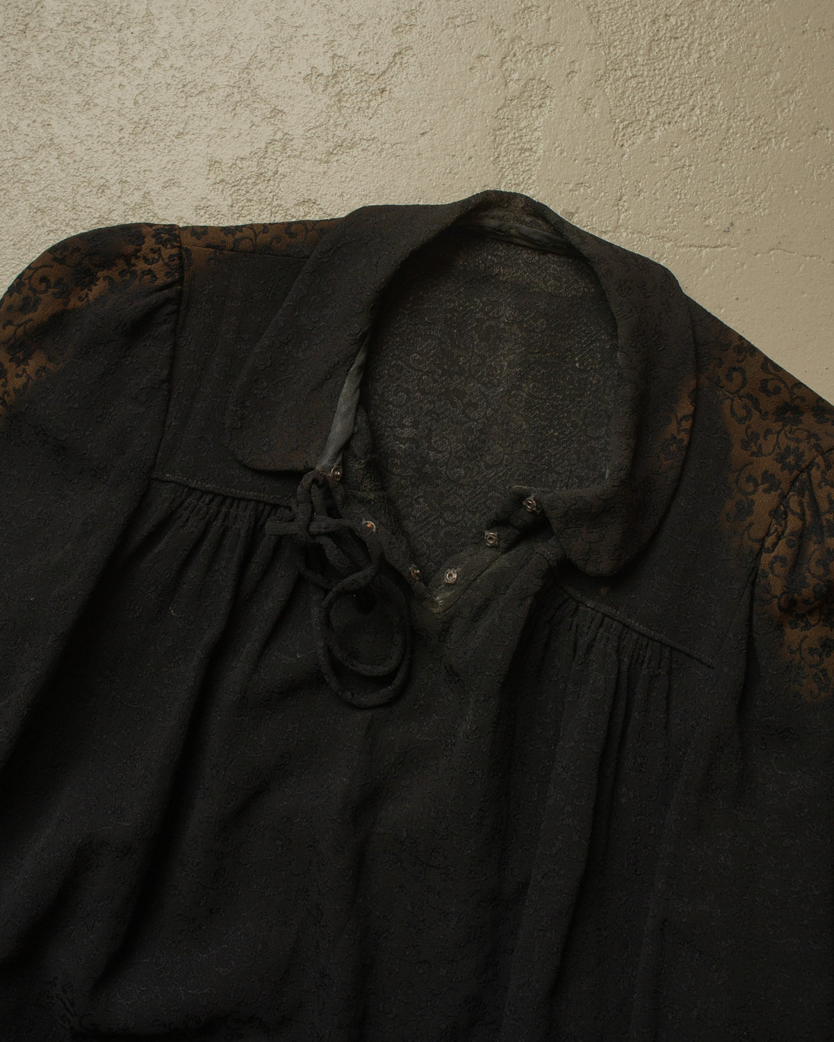 1930s/40s German Womens Faded Flower Blouse black - S