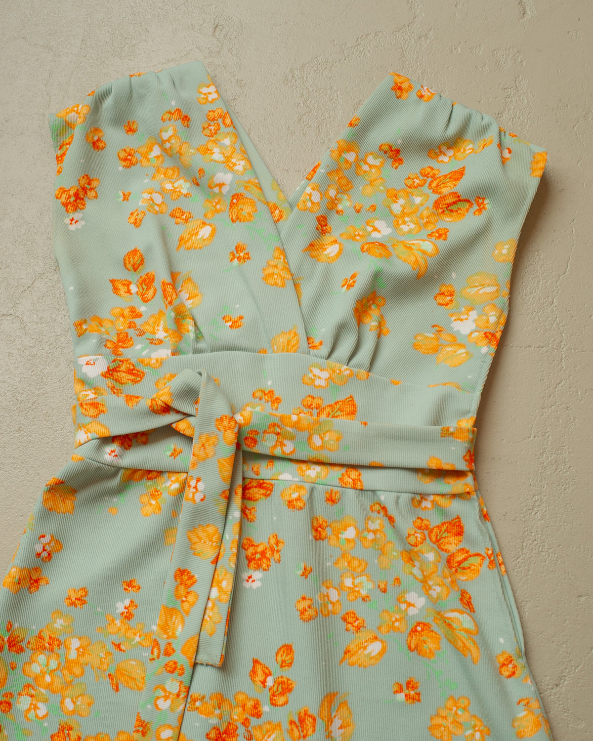 1960s German Womens Flower Print Dress turquoise - M