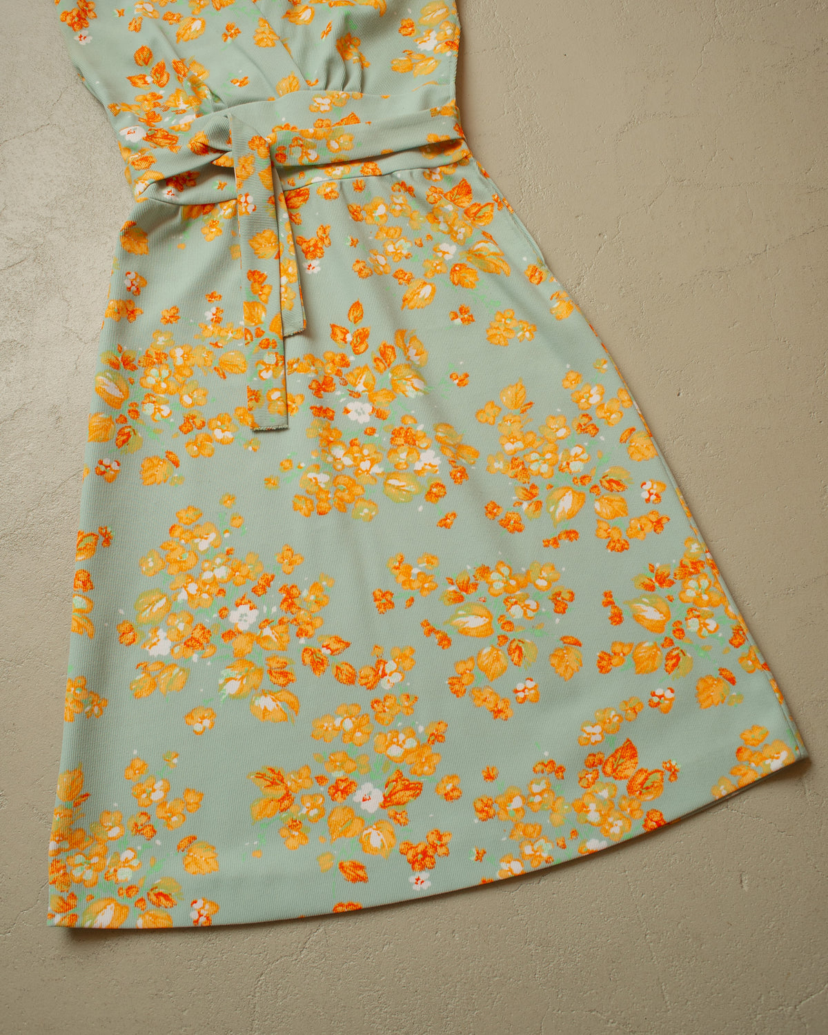 1960s German Womens Flower Print Dress turquoise - M