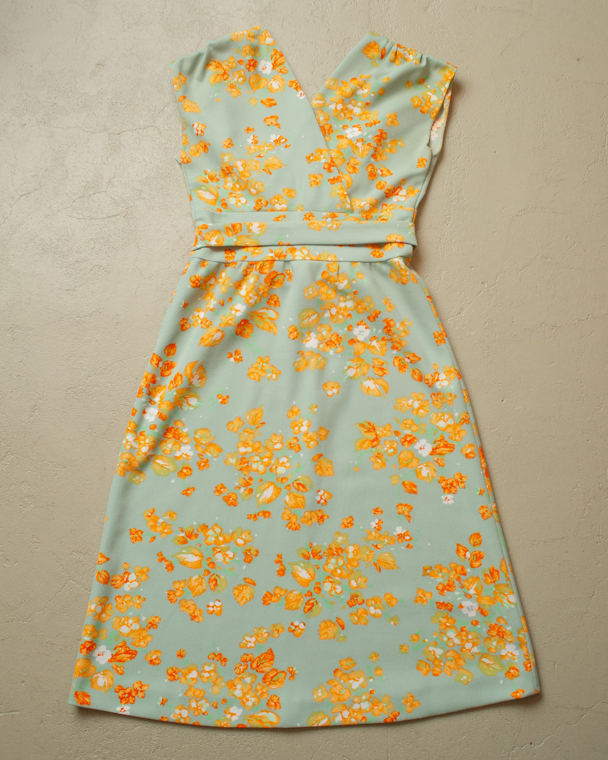 1960s German Womens Flower Print Dress turquoise - M