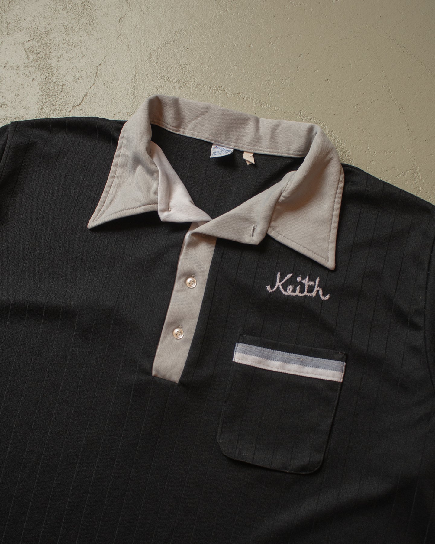1970s Hilton Pelz Lettering Chainstitch Bowling Shirt black - XXL