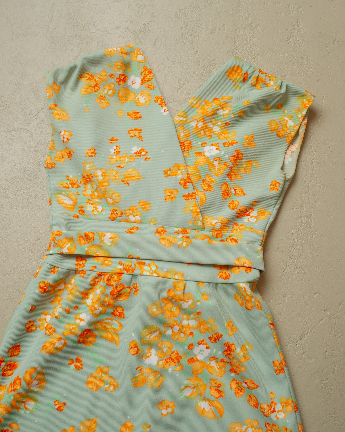1960s German Womens Flower Print Dress turquoise - M