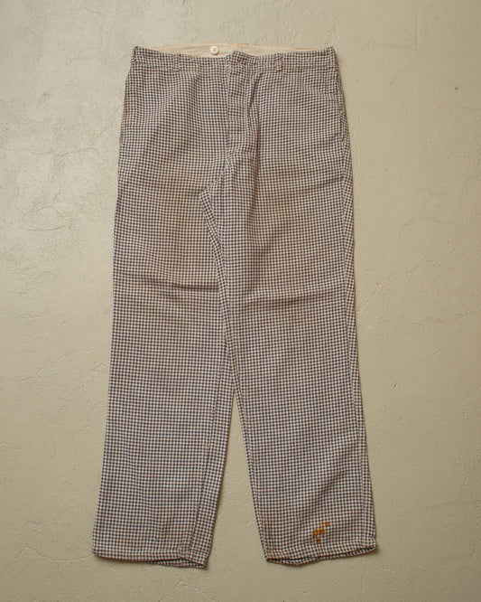 1940s German Houndstooth Cotton Work Pants blue - W32 L28,5