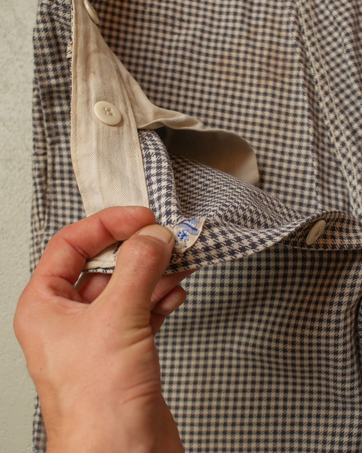 1940s German Houndstooth Cotton Work Pants blue - W32 L28,5