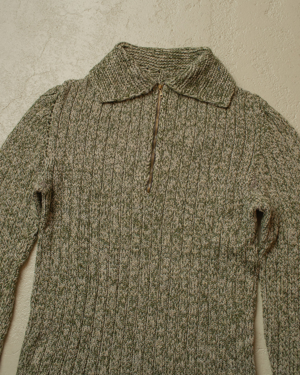 1940s/50s German Womens Homemade Quarter Zip Knit green - S