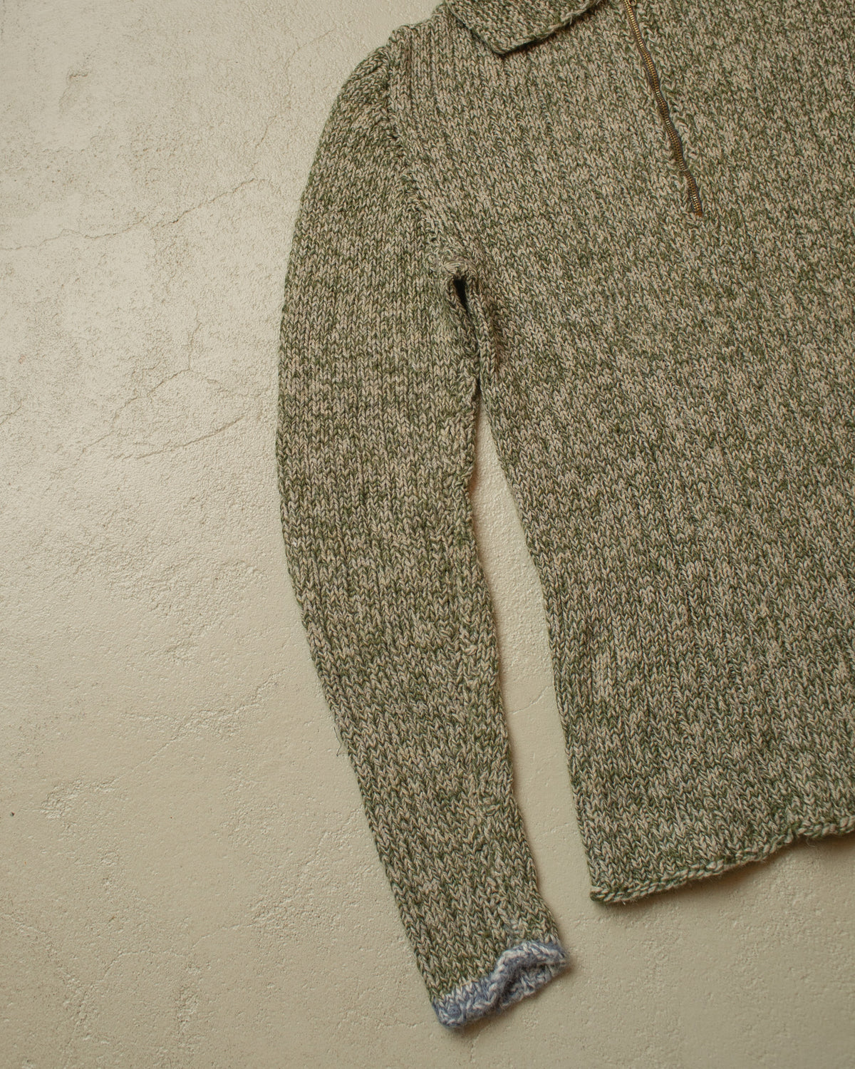 1940s/50s German Womens Homemade Quarter Zip Knit green - S