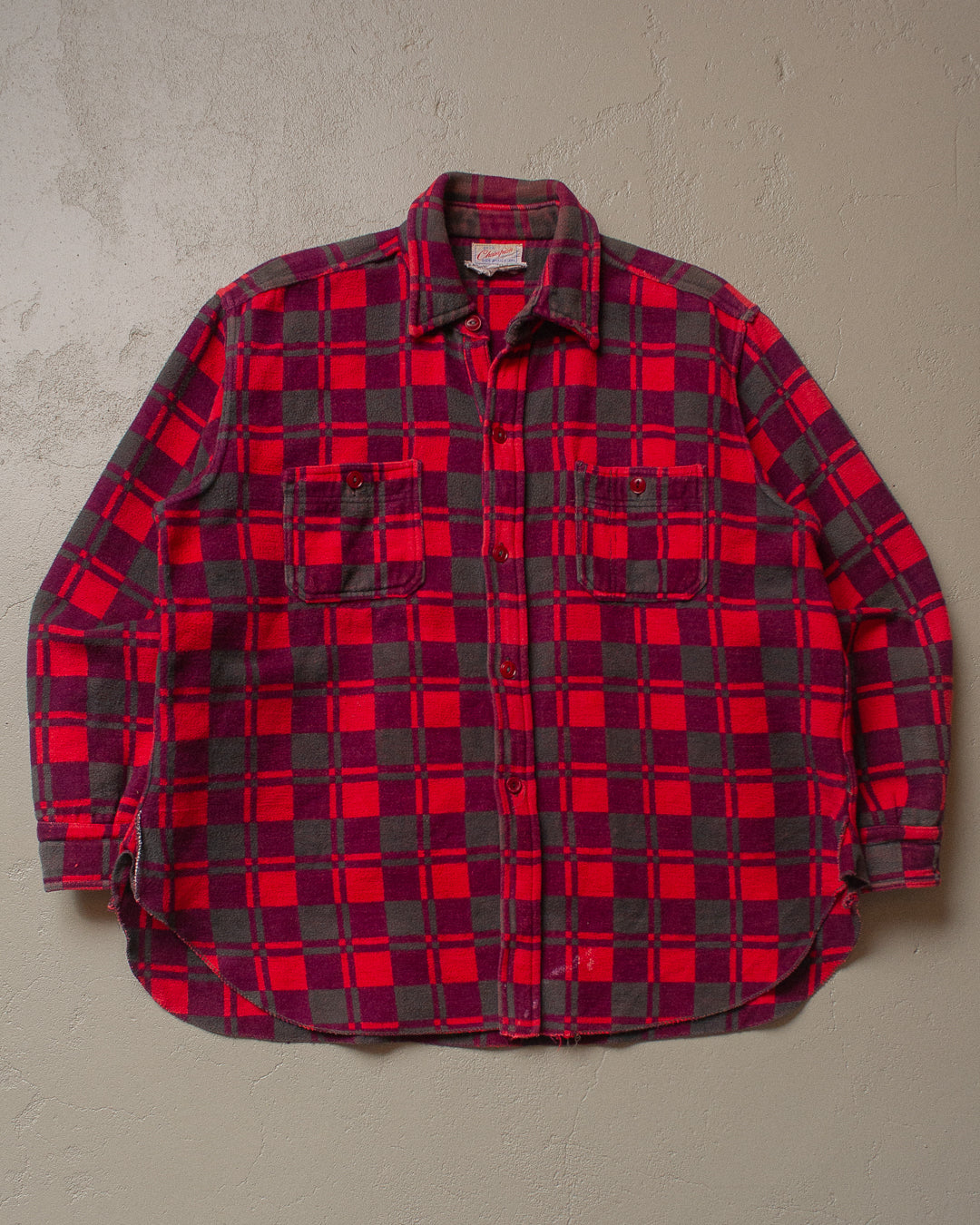 60s/70s Champion checkered Flannel Shirt red - M/L