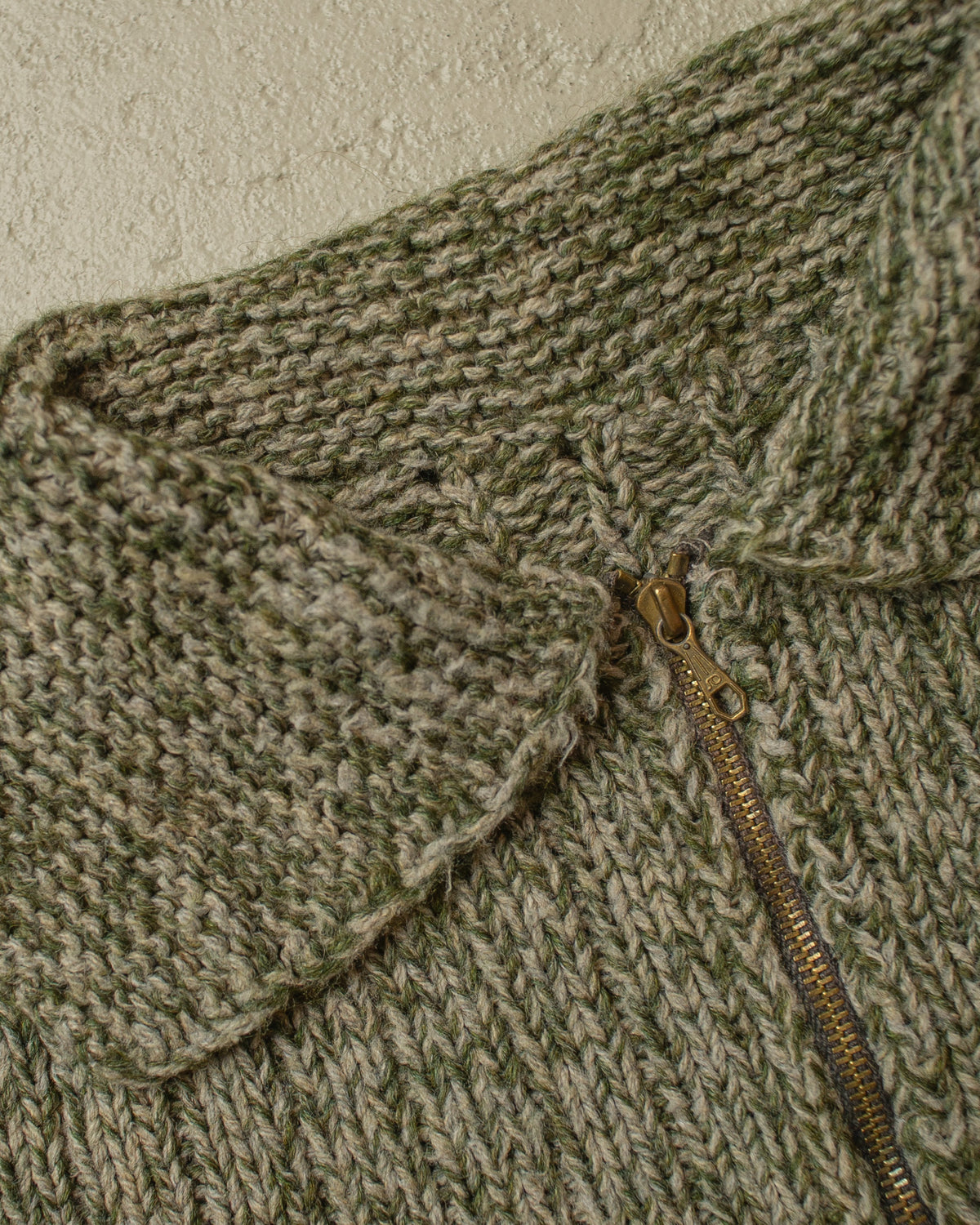 1940s/50s German Womens Homemade Quarter Zip Knit green - S