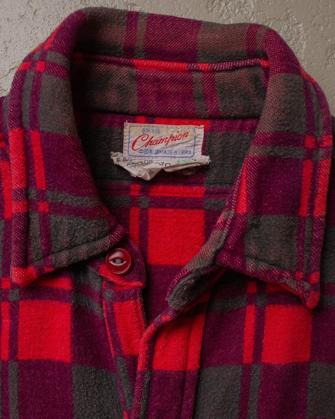 60s/70s Champion checkered Flannel Shirt red - M/L