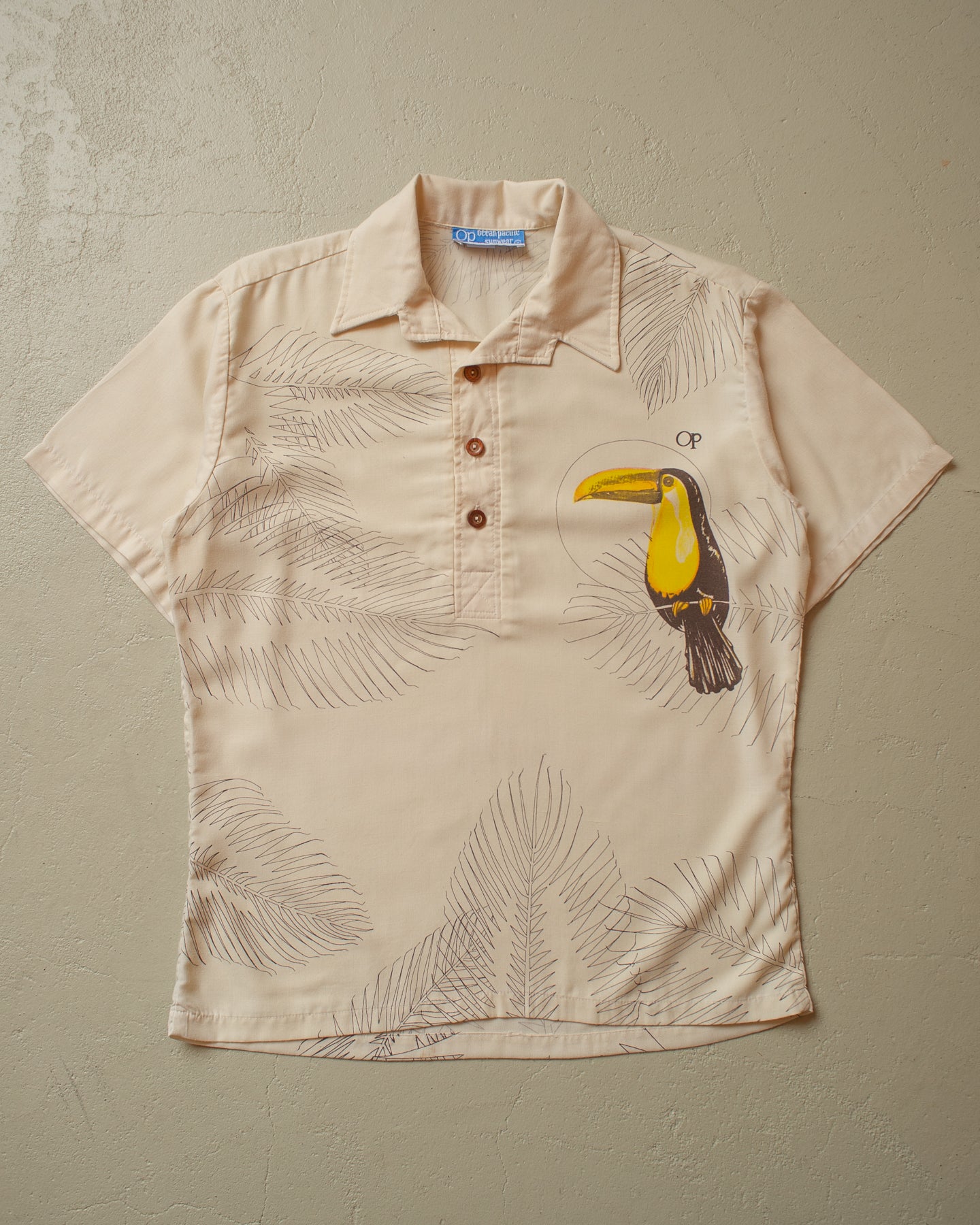 1980s Ocean Pacific Toucan Shirt beige - M