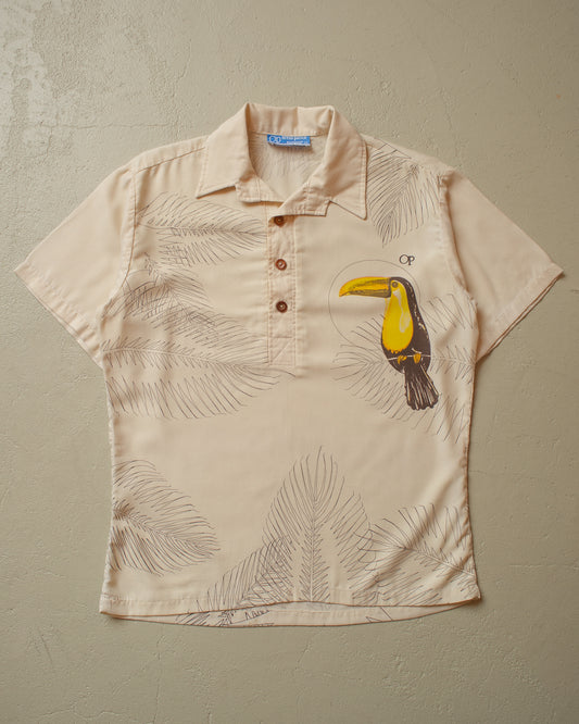 1980s Ocean Pacific Toucan Shirt beige - M