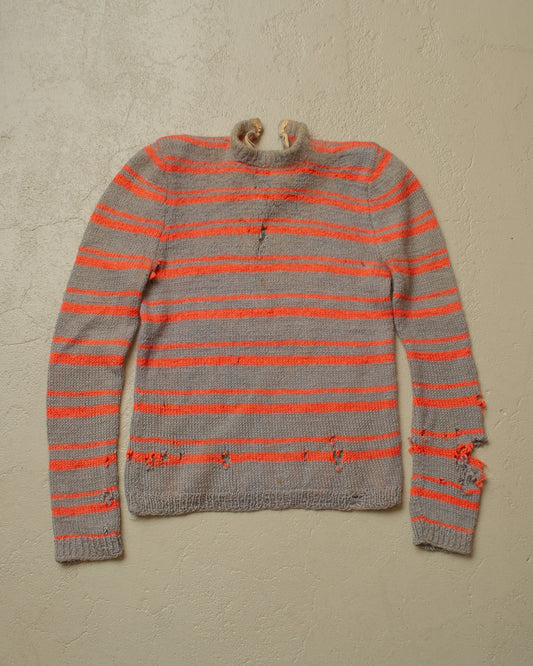 1940s German Womens striped Zip Knit grey/pink - XS
