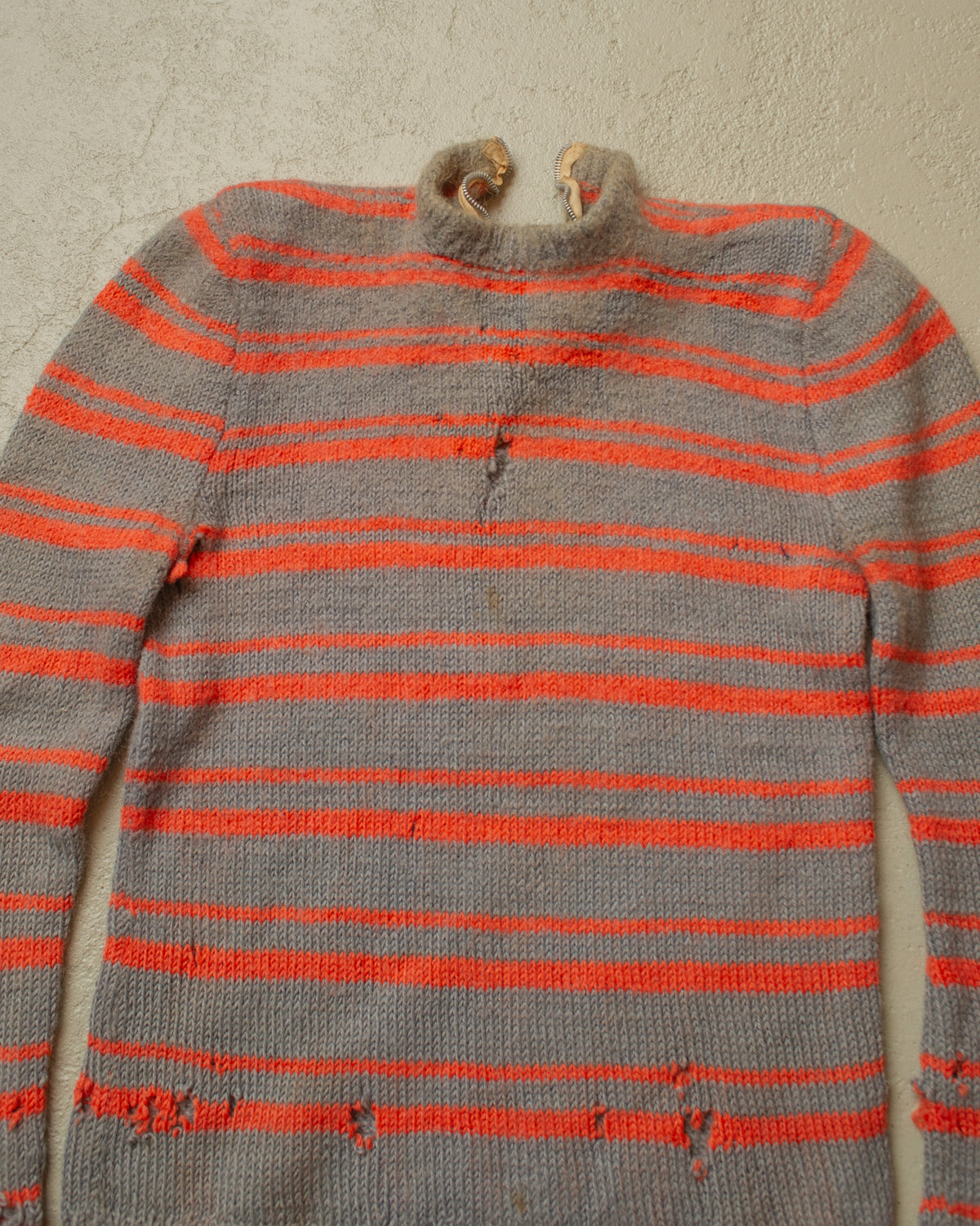 1940s German Womens striped Zip Knit grey/pink - XS