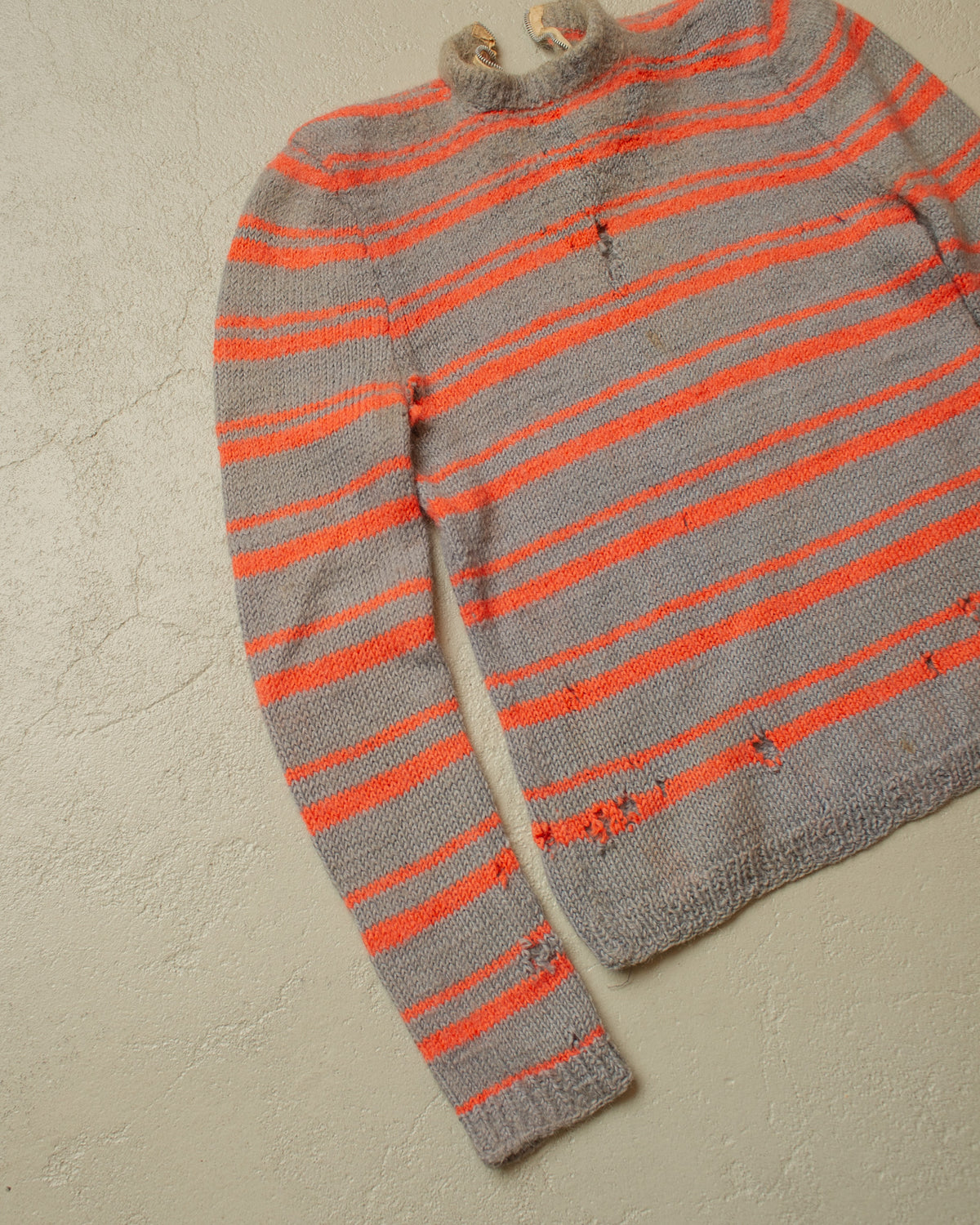 1940s German Womens striped Zip Knit grey/pink - XS