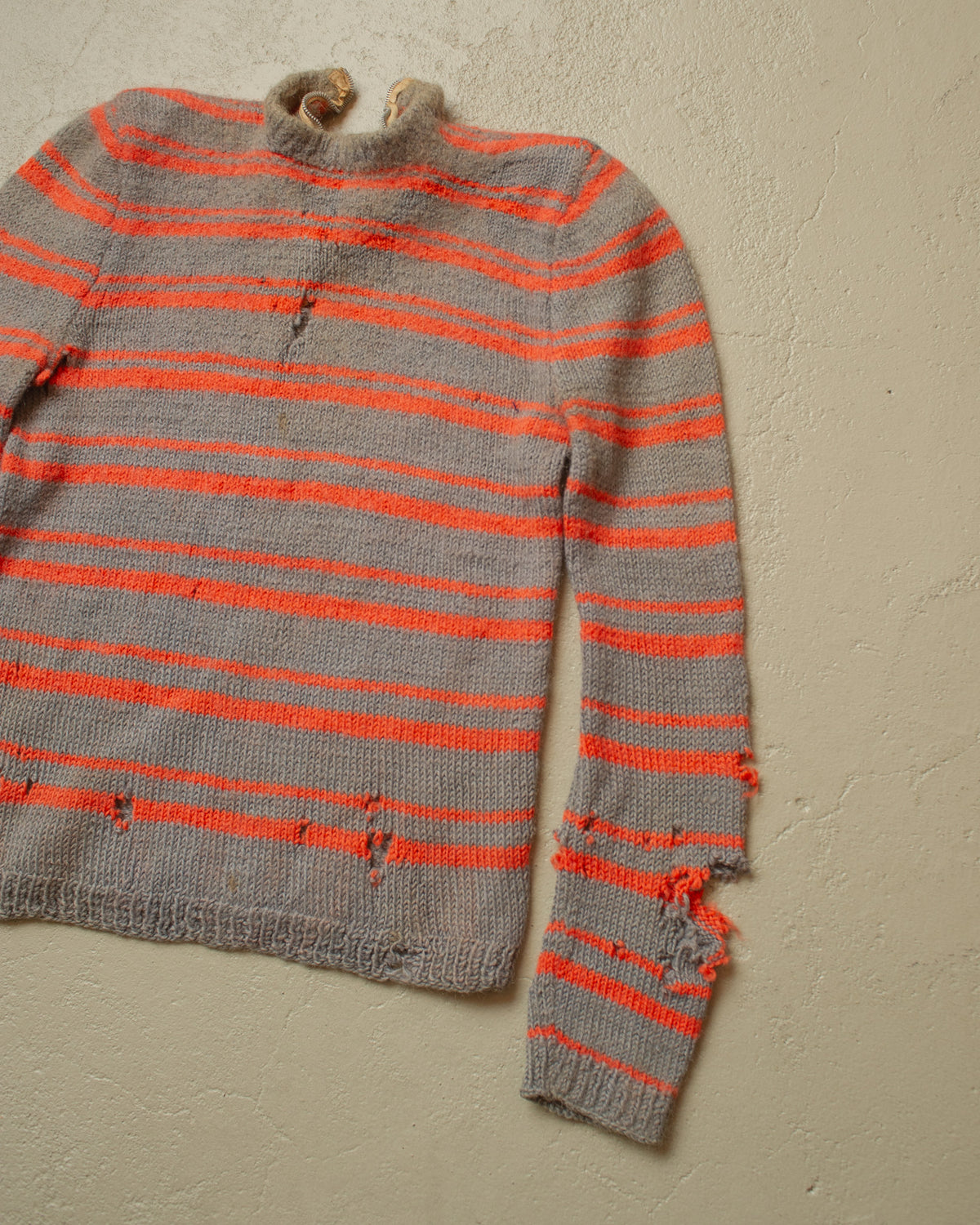 1940s German Womens striped Zip Knit grey/pink - XS