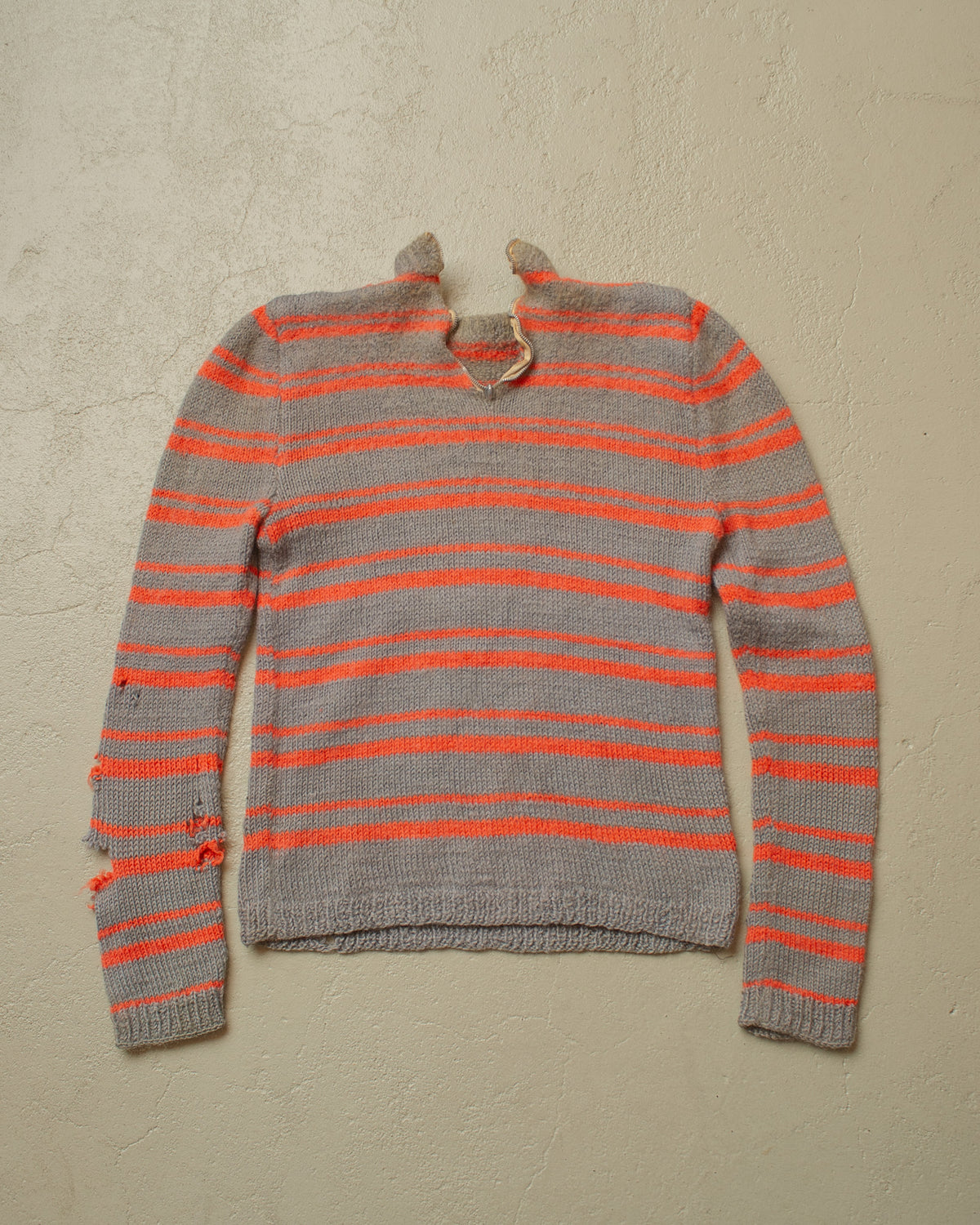 1940s German Womens striped Zip Knit grey/pink - XS