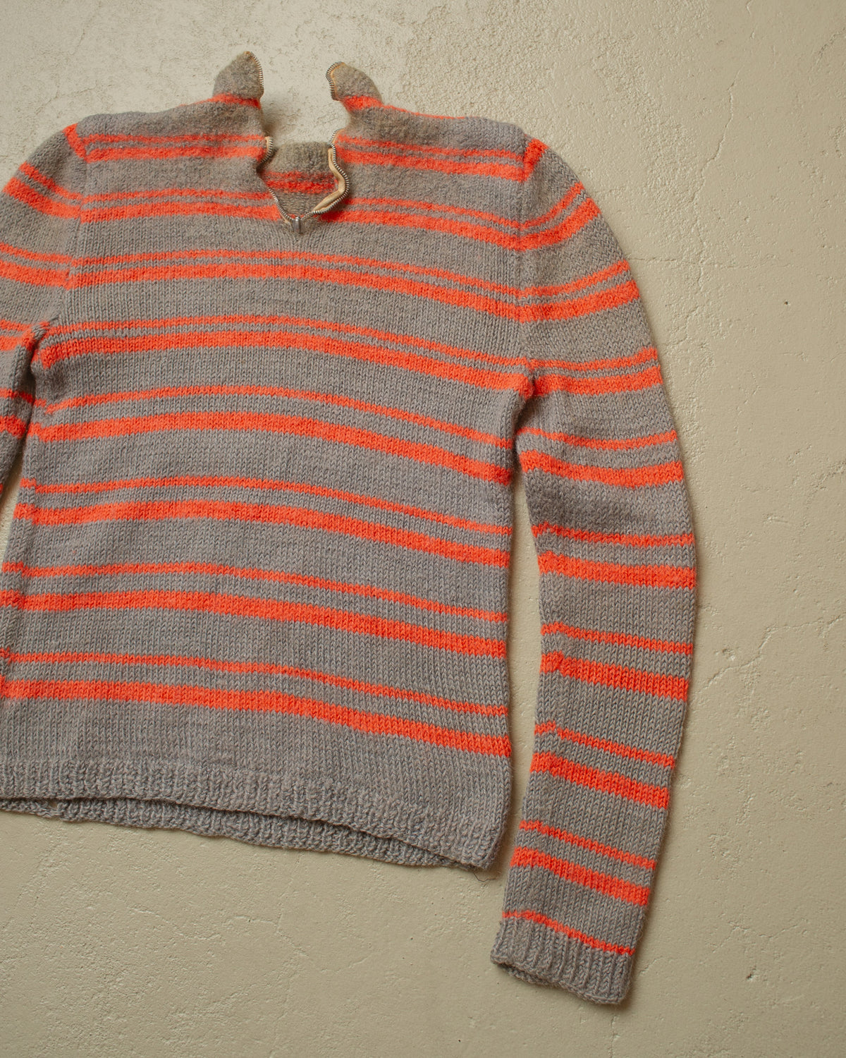 1940s German Womens striped Zip Knit grey/pink - XS