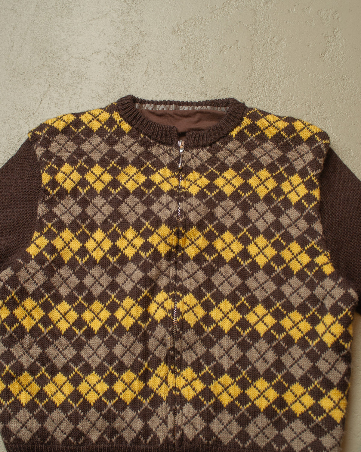 1950s Reproduction Womens lined Knit Jacket brown - M