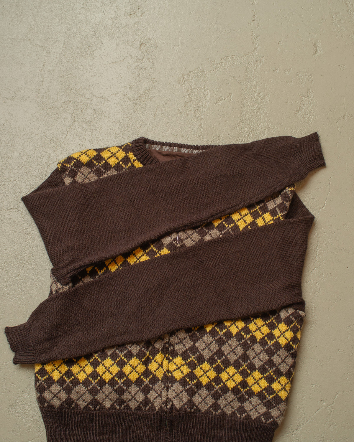 1950s Reproduction Womens lined Knit Jacket brown - M